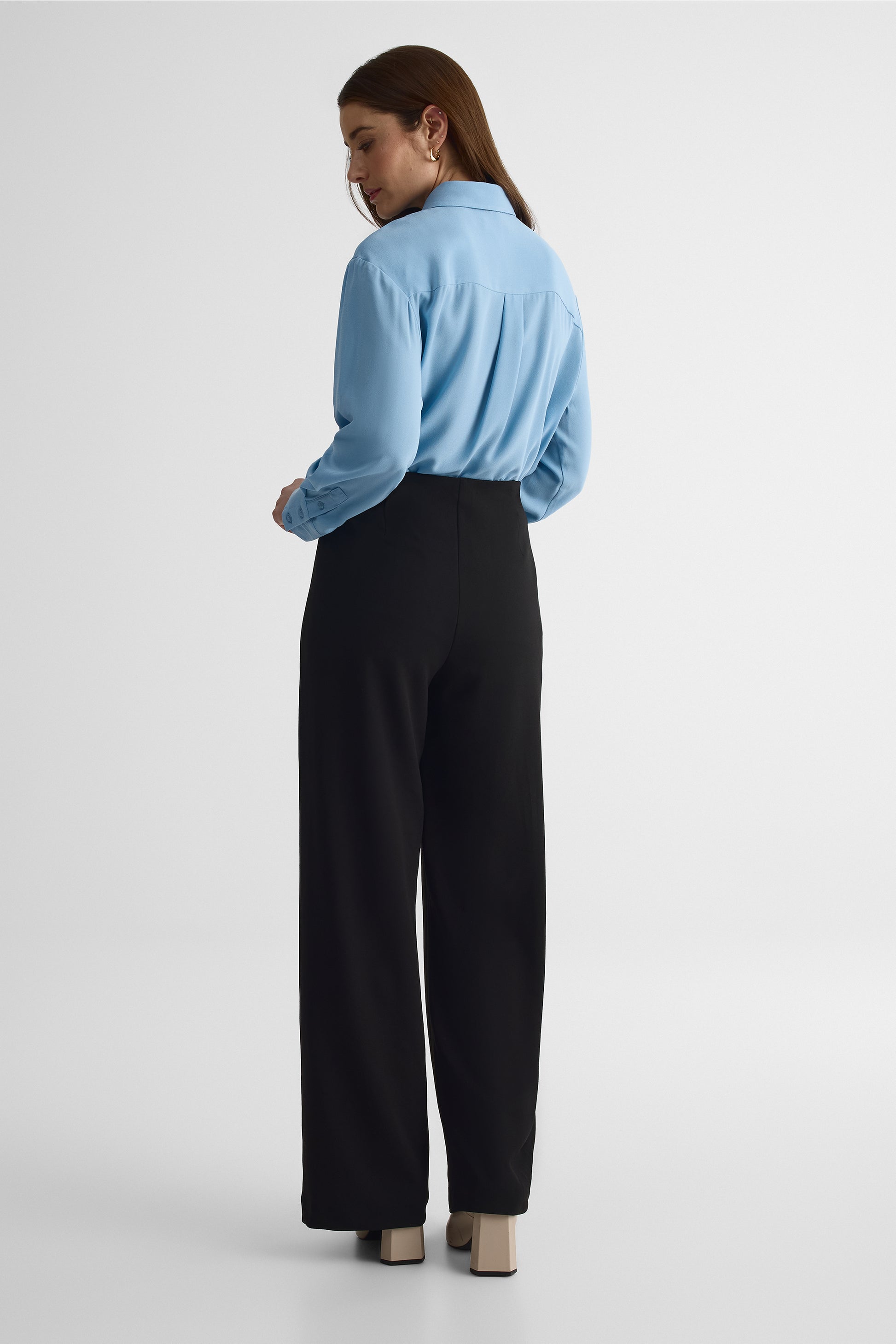 Pantalon taille haute élastique – Femme && NOIR