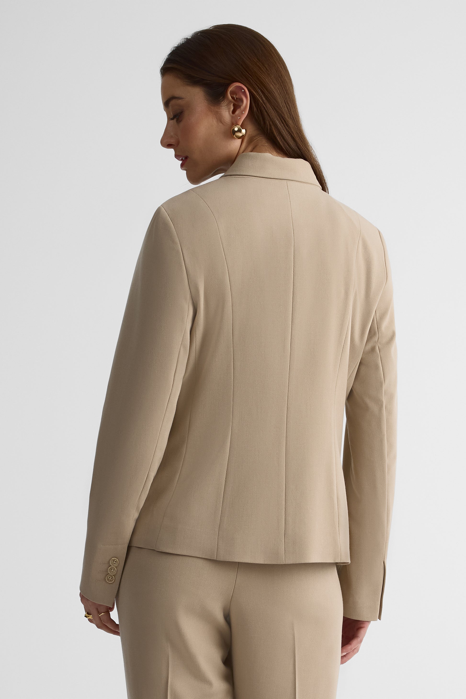 Veston tailleur semi-ajusté avec poches - Femme && BEIGE