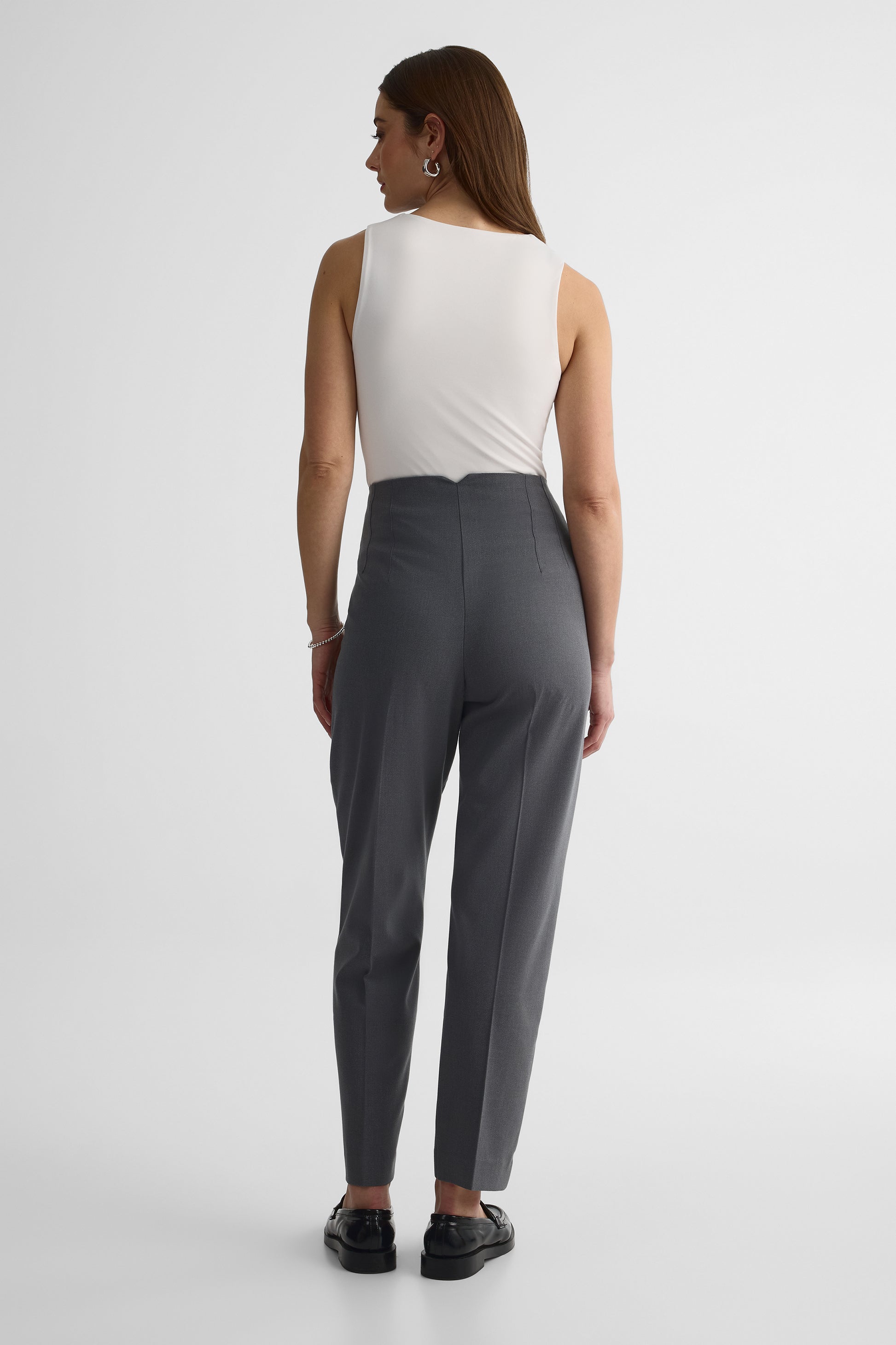 Pantalon taille haute stretch - Femme && GRIS MIXTE