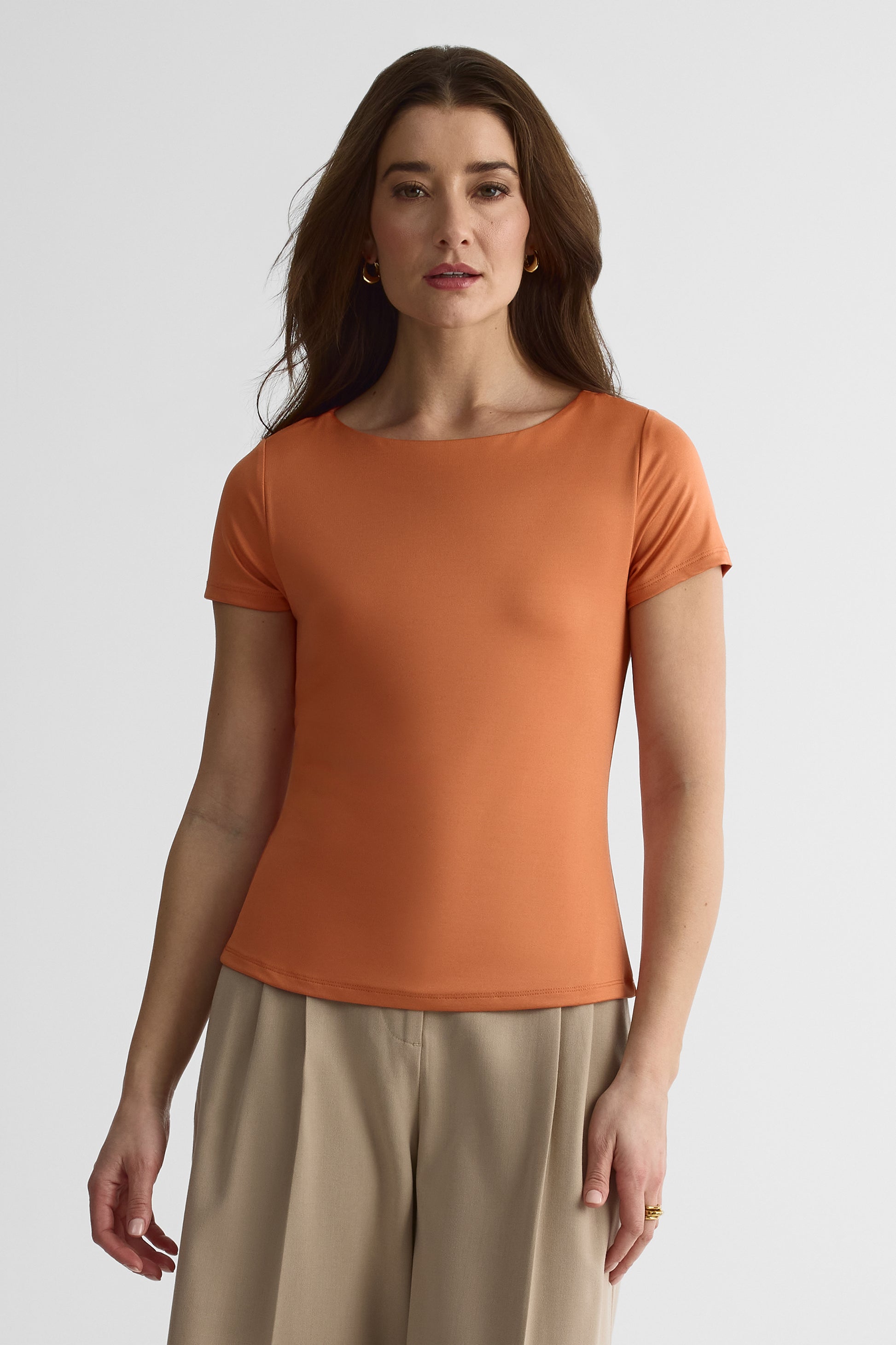 Chandail court à col bateau – Femme && ORANGE
