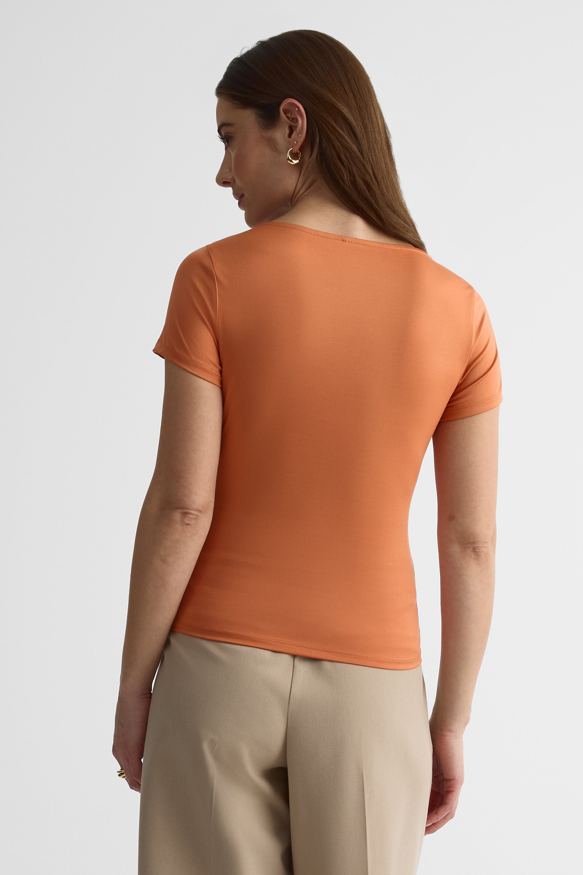 Chandail court à col bateau – Femme && ORANGE