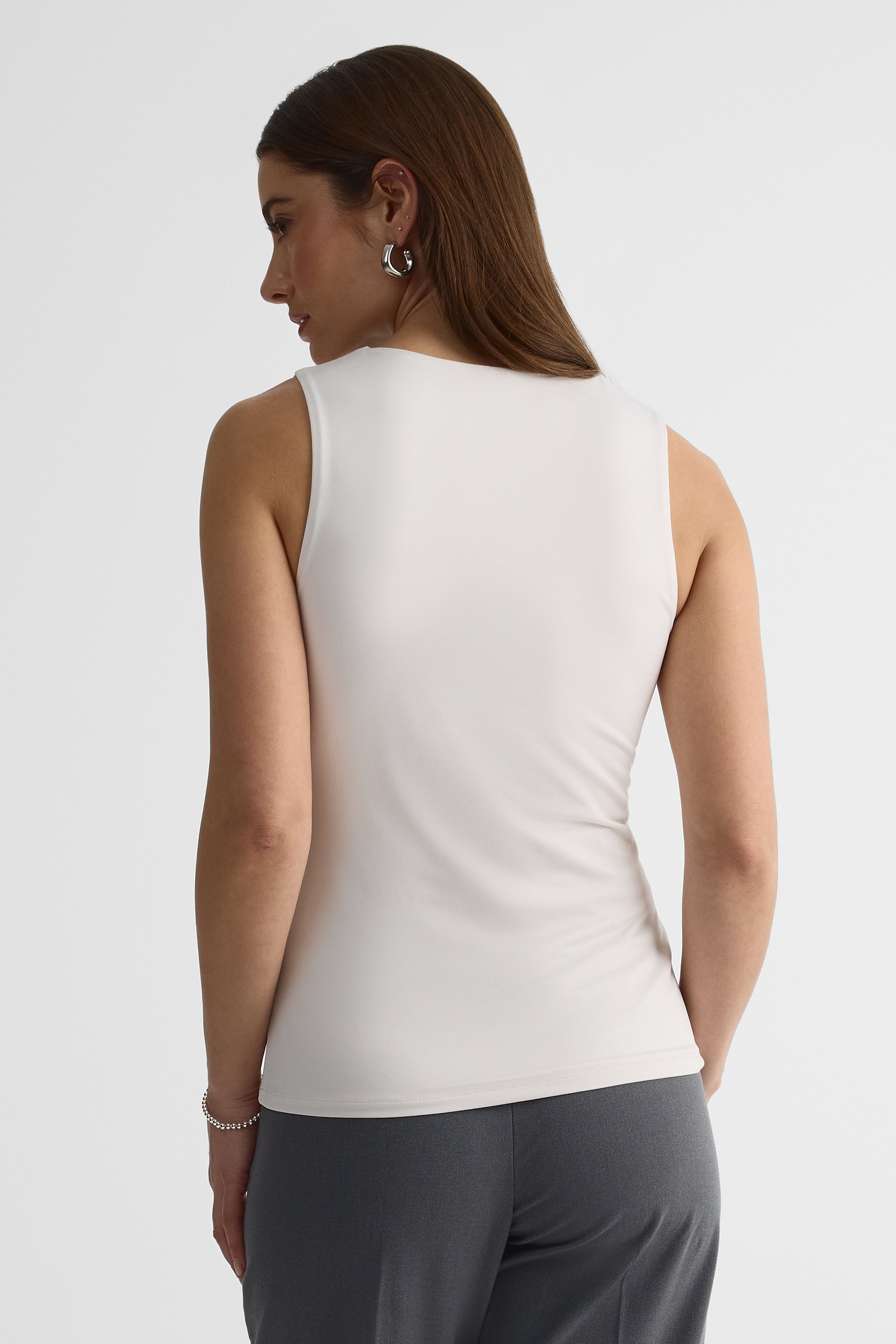 Camisole ajustée col carré – Femme && BLANC CASSÉ
