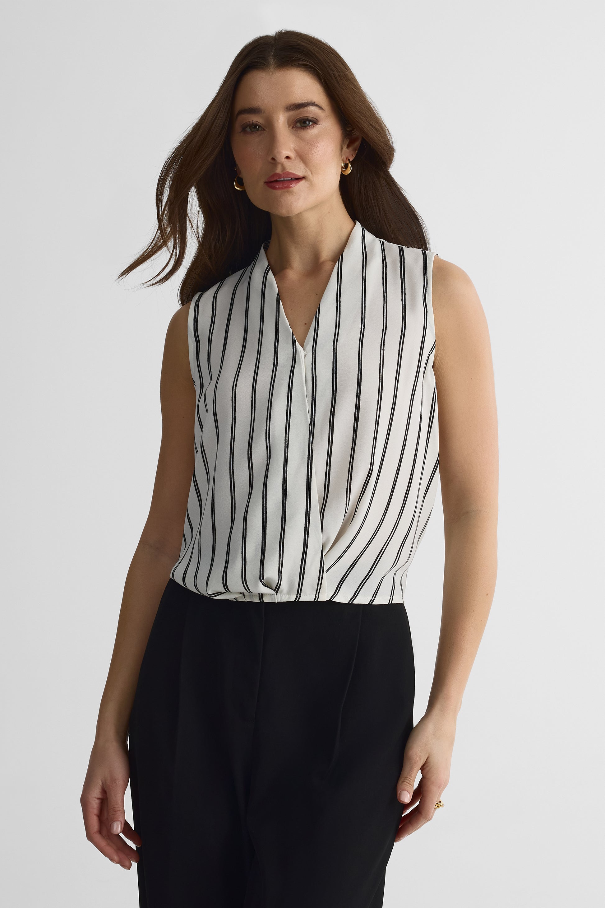 Blouse surplice fluide à manches - Femme && BLANC CASSÉ/MULTI