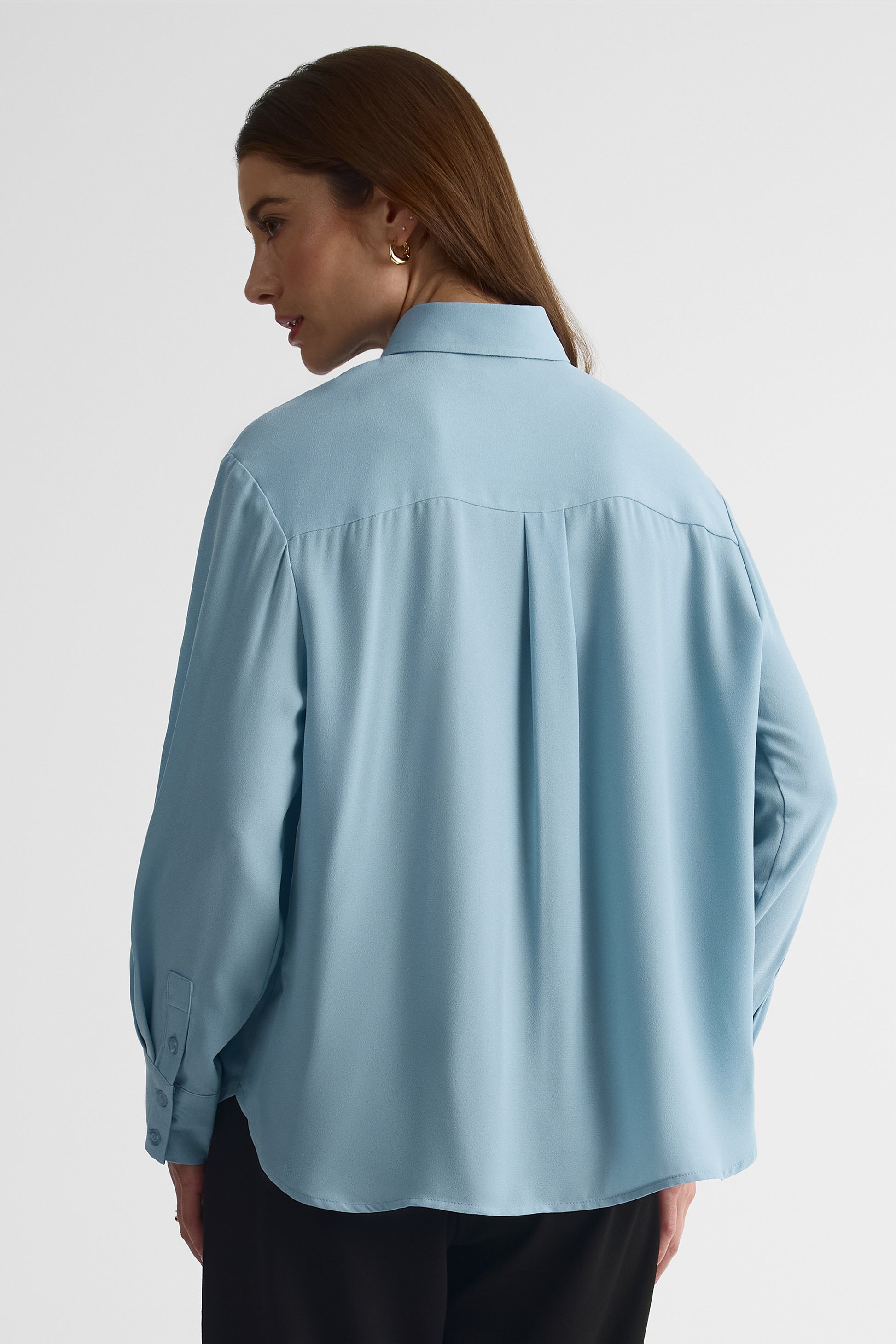 Chemisier fluide à manches longues – Femme && BLEU