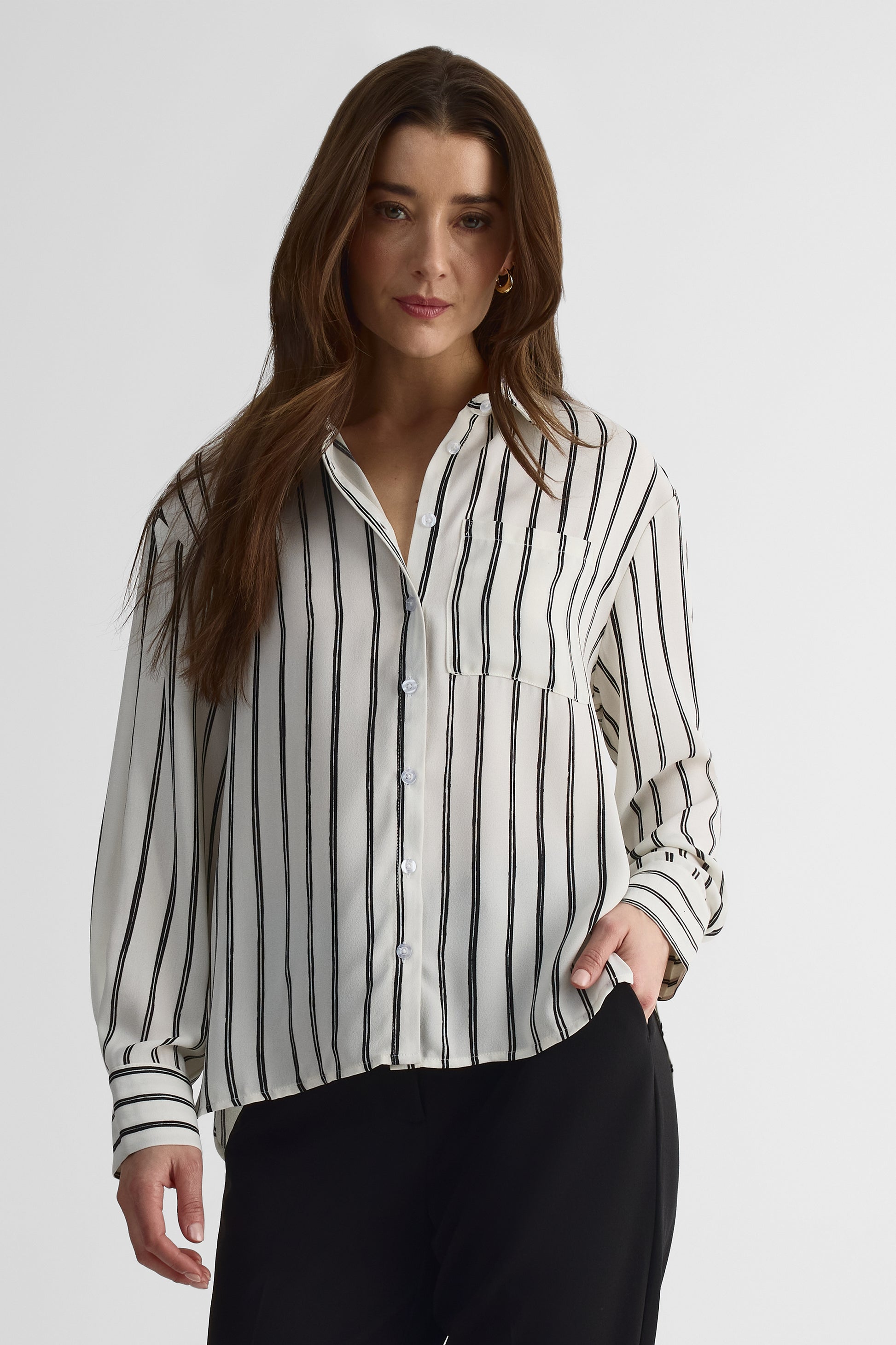 Chemisier fluide à manches longues – Femme && BLANC CASSÉ/MULTI