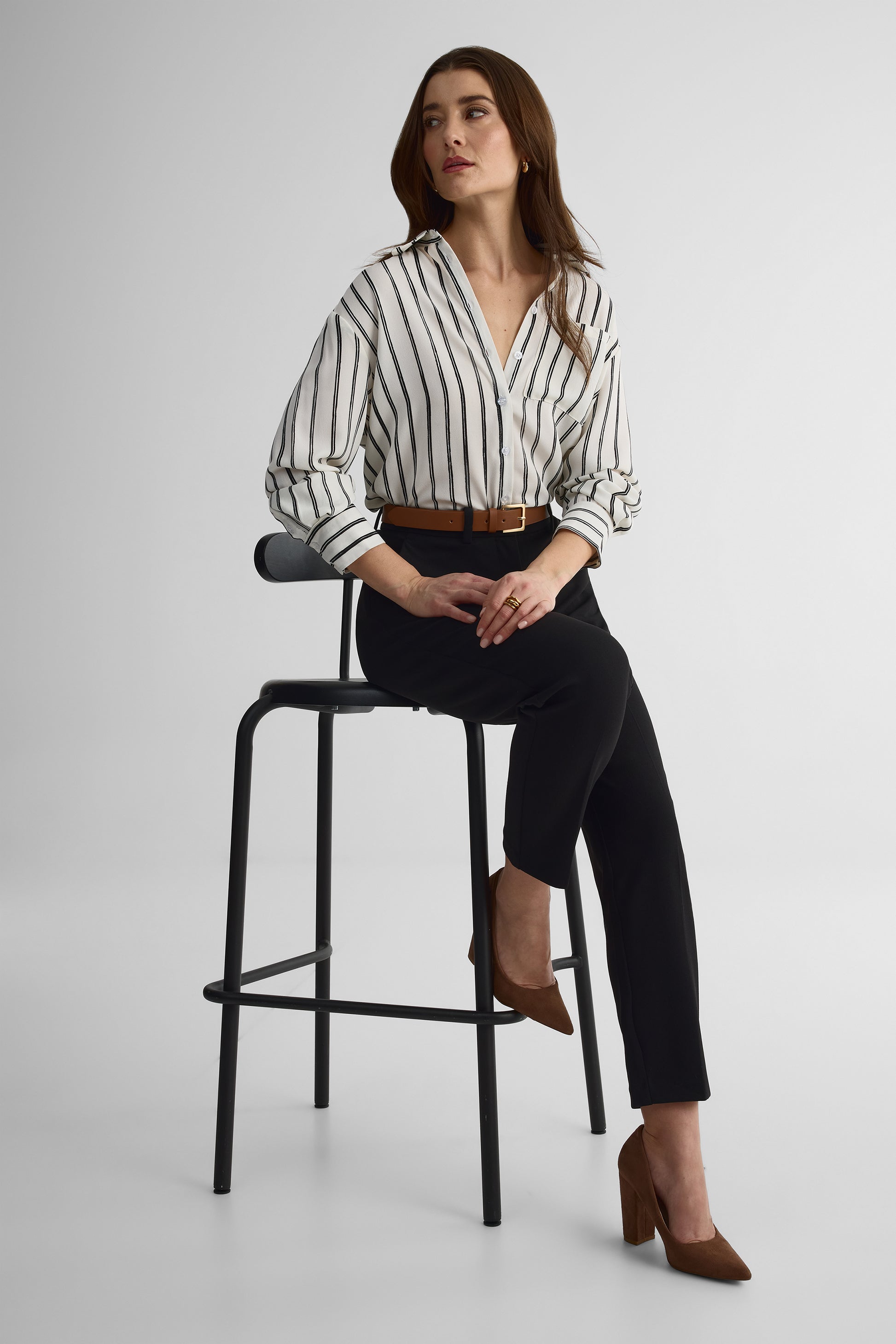 Chemisier fluide à manches longues – Femme && BLANC CASSÉ/MULTI