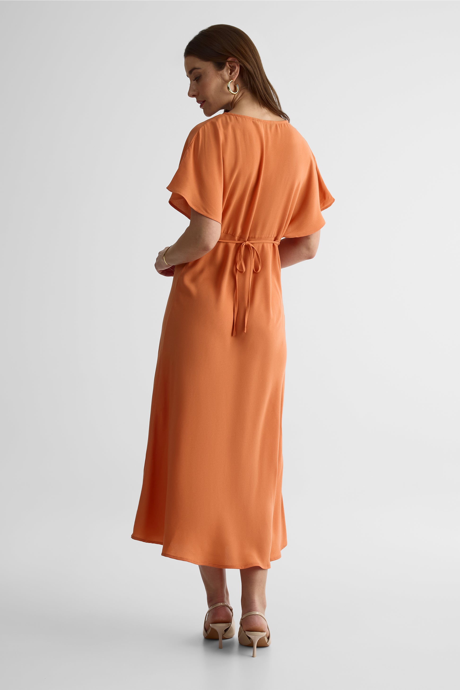 Robe maxi fluide à pois – Femme && ORANGE