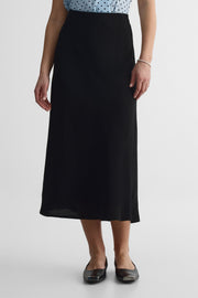 Jupe midi fluide taille haute - Femme && NOIR