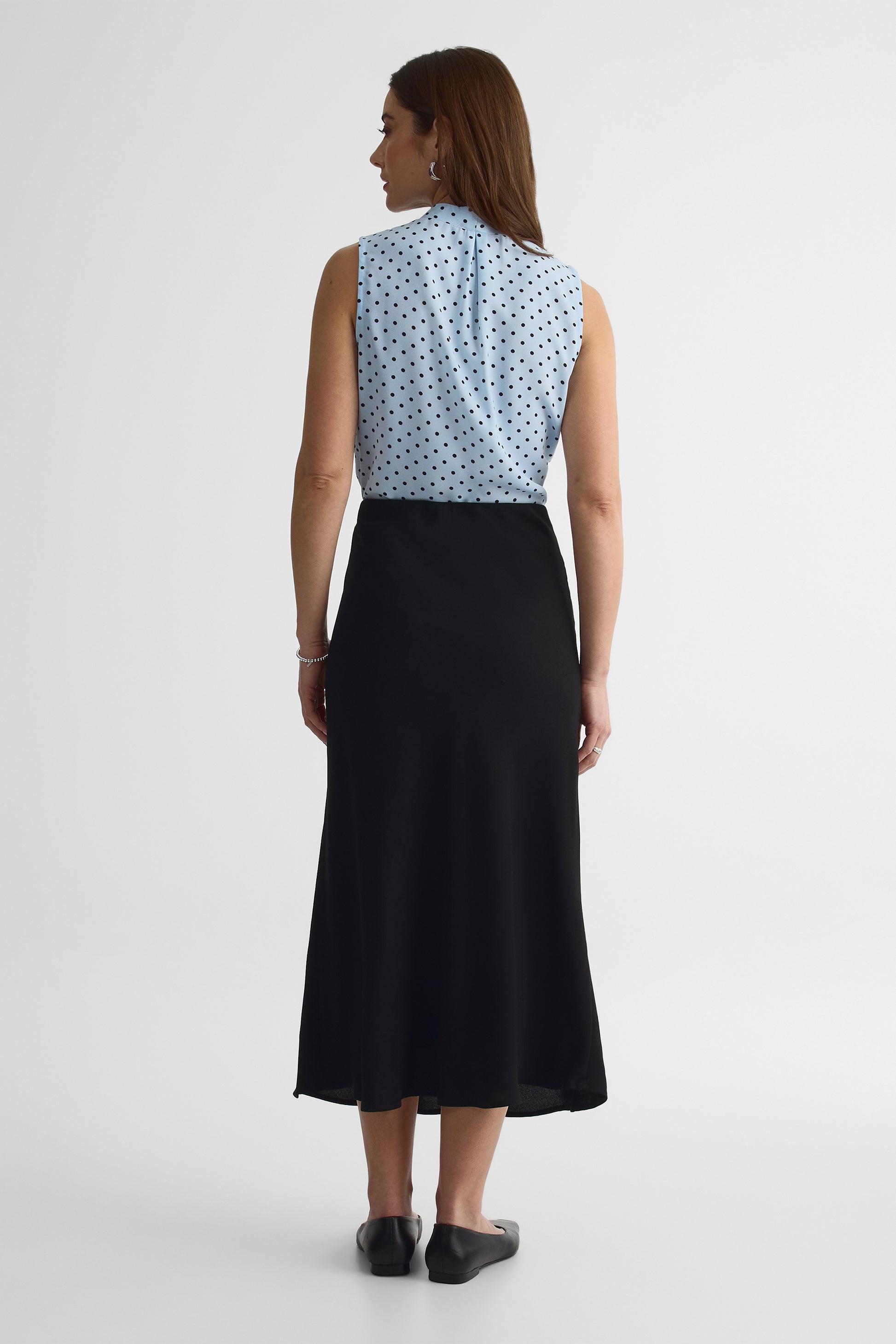 Jupe midi fluide taille haute - Femme && NOIR