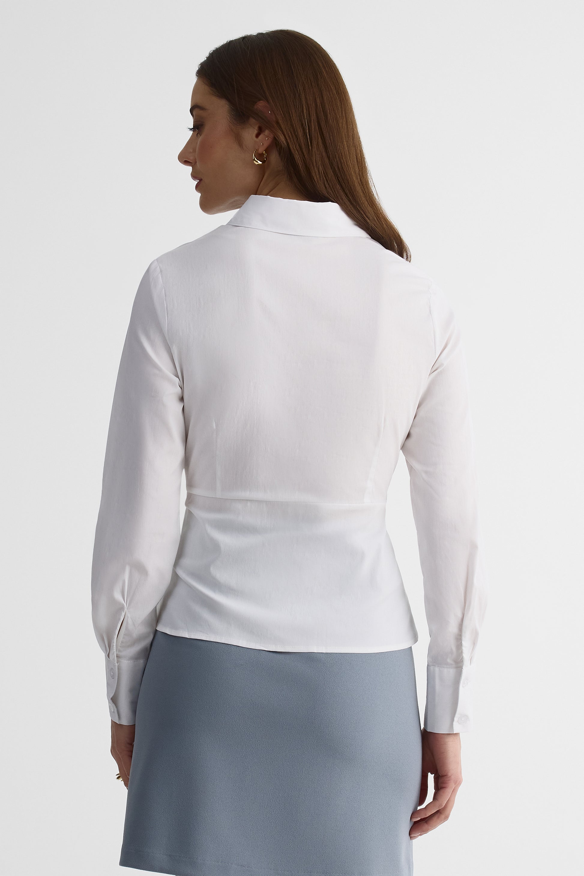 Chemisier ajusté à manches longues – Femme && BLANC