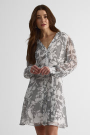Robe longue à col noté – Femme && NOIR/MULTI