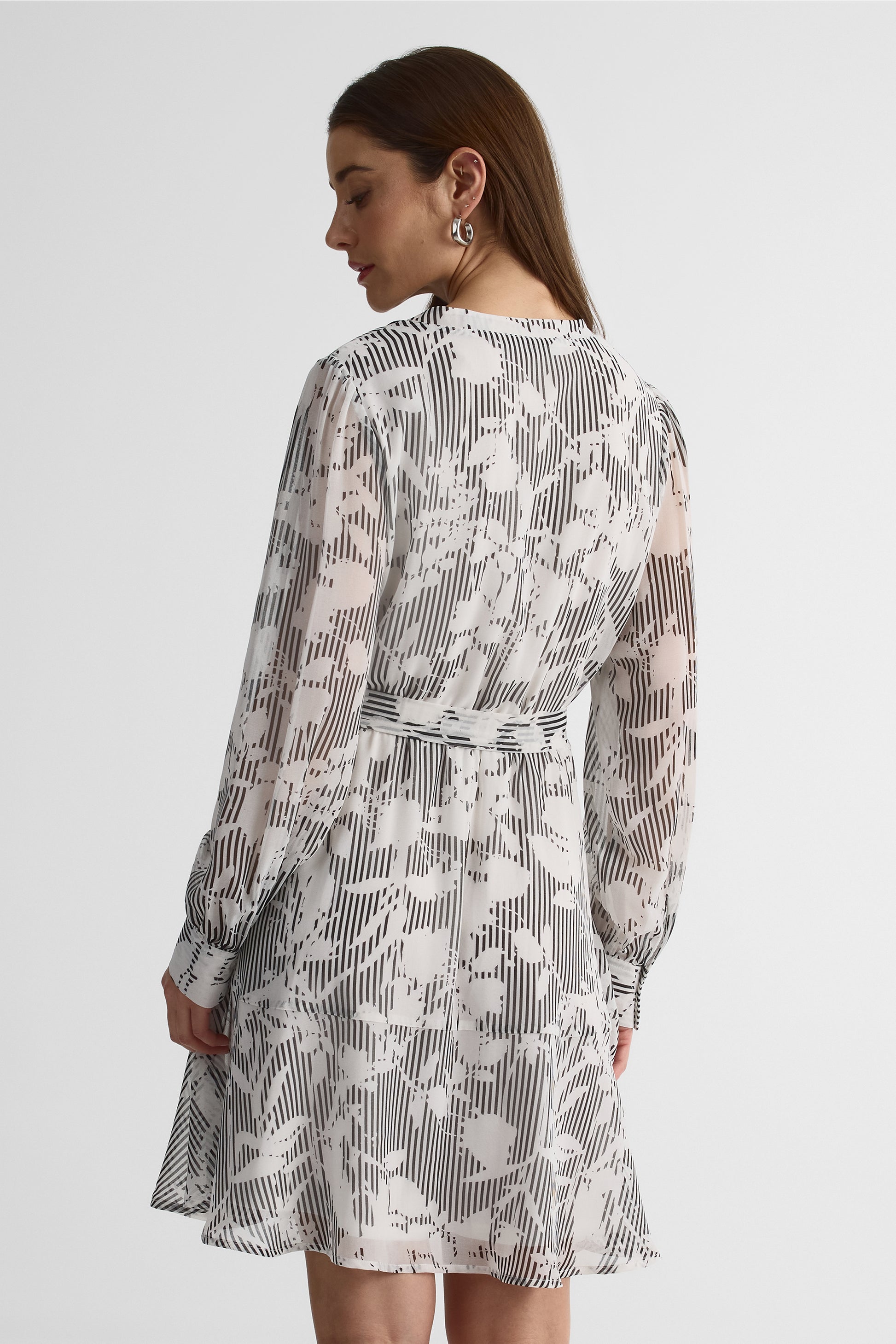 Robe longue à col noté – Femme && NOIR/MULTI