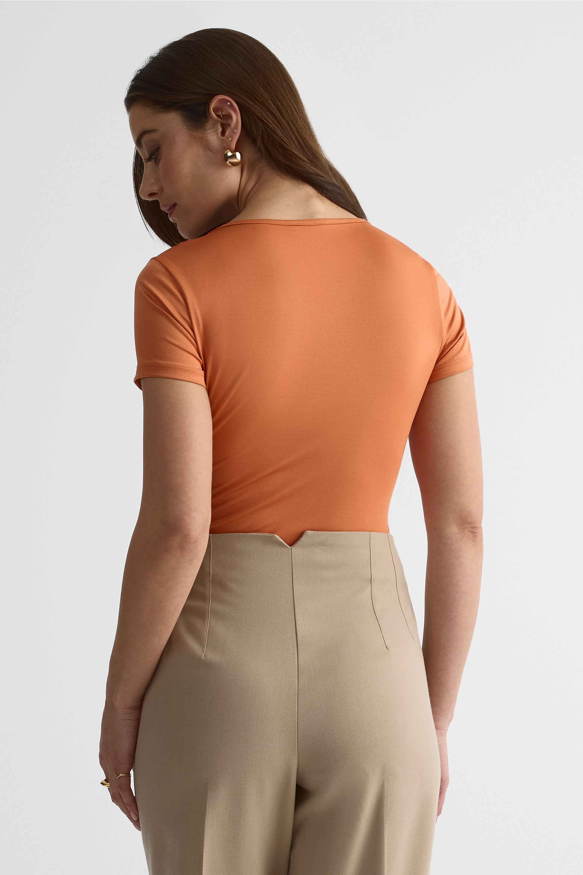 Bodysuit col rond ajusté – Femme && ORANGE