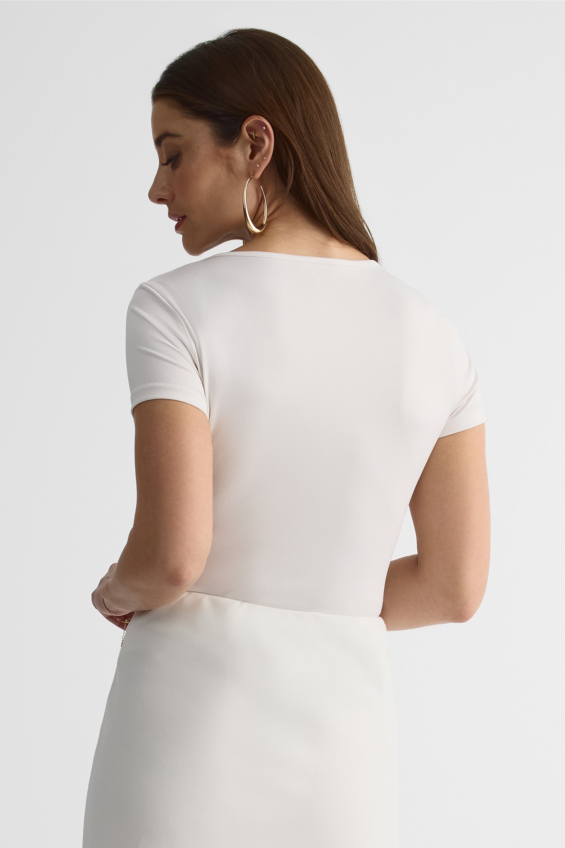 Bodysuit col rond ajusté – Femme && BLANC CASSÉ