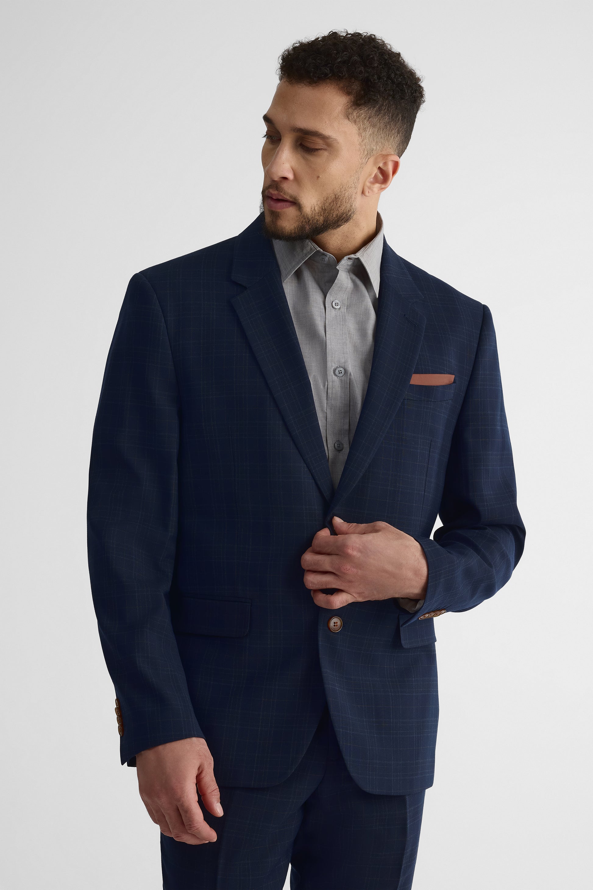 Veston ajusté à carreaux – Homme && MARIN