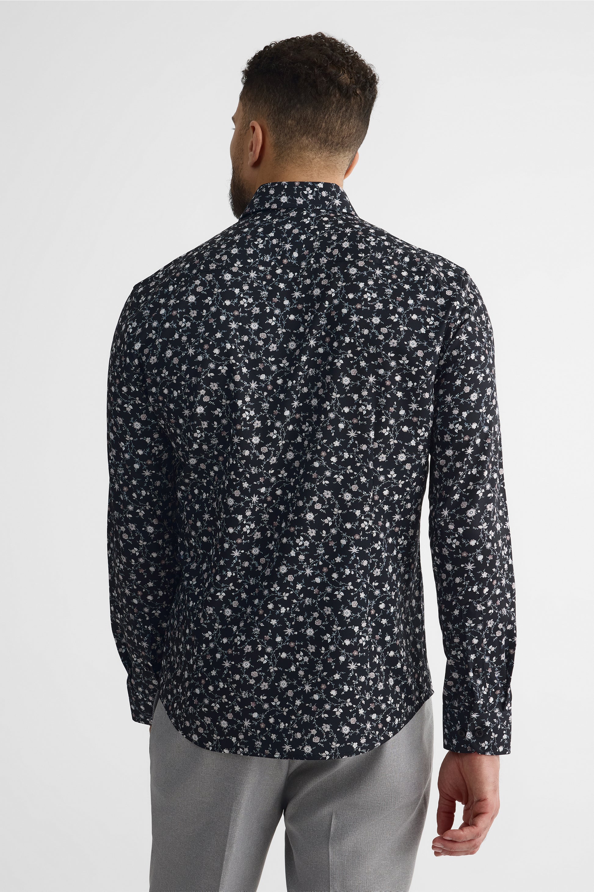 Chemise à manches longues en microfibre - Homme && NOIR/MULTI