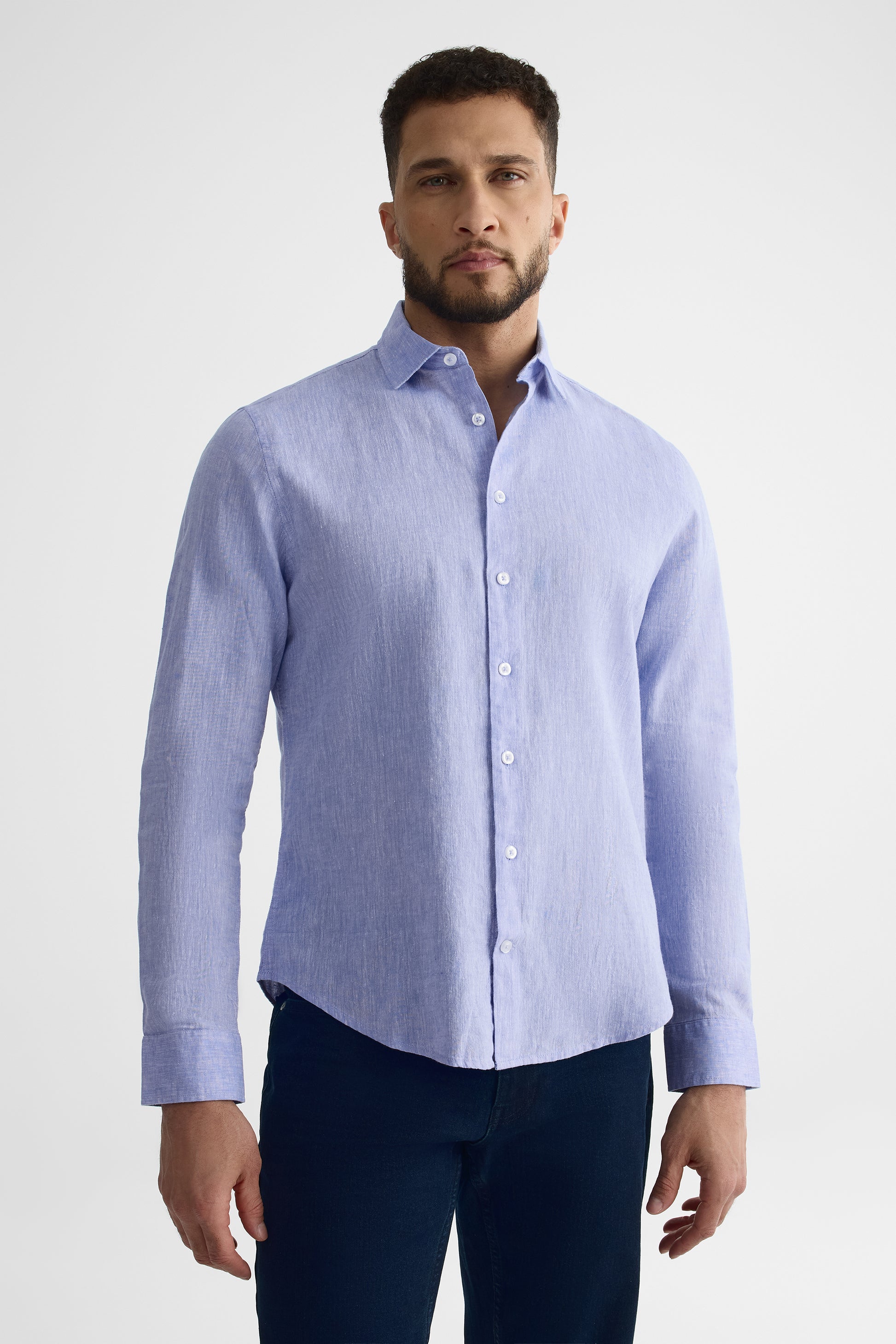 Chemise manches longues coupe moderne – Homme && BLEU