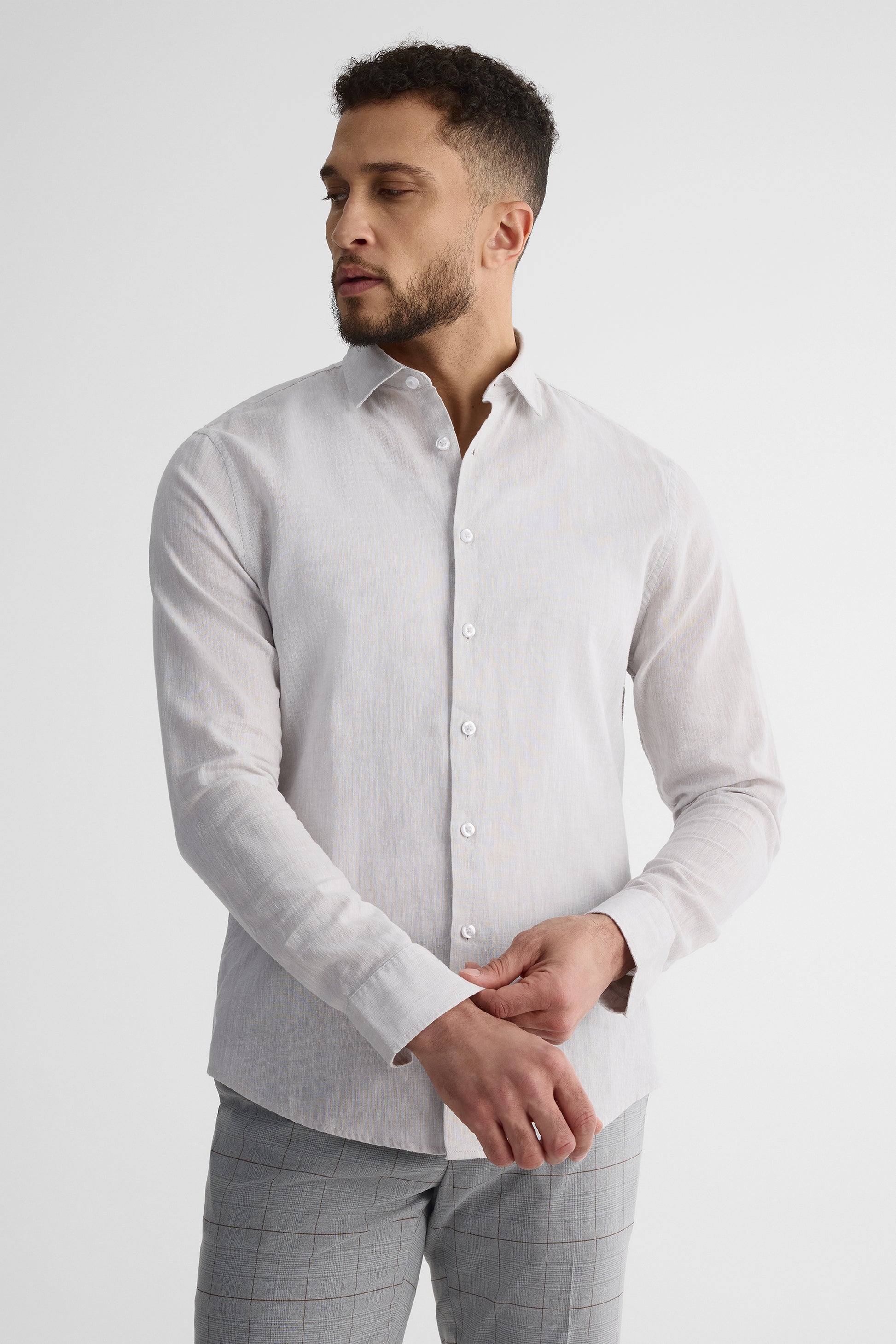Chemise manches longues coupe moderne – Homme && ARGENT