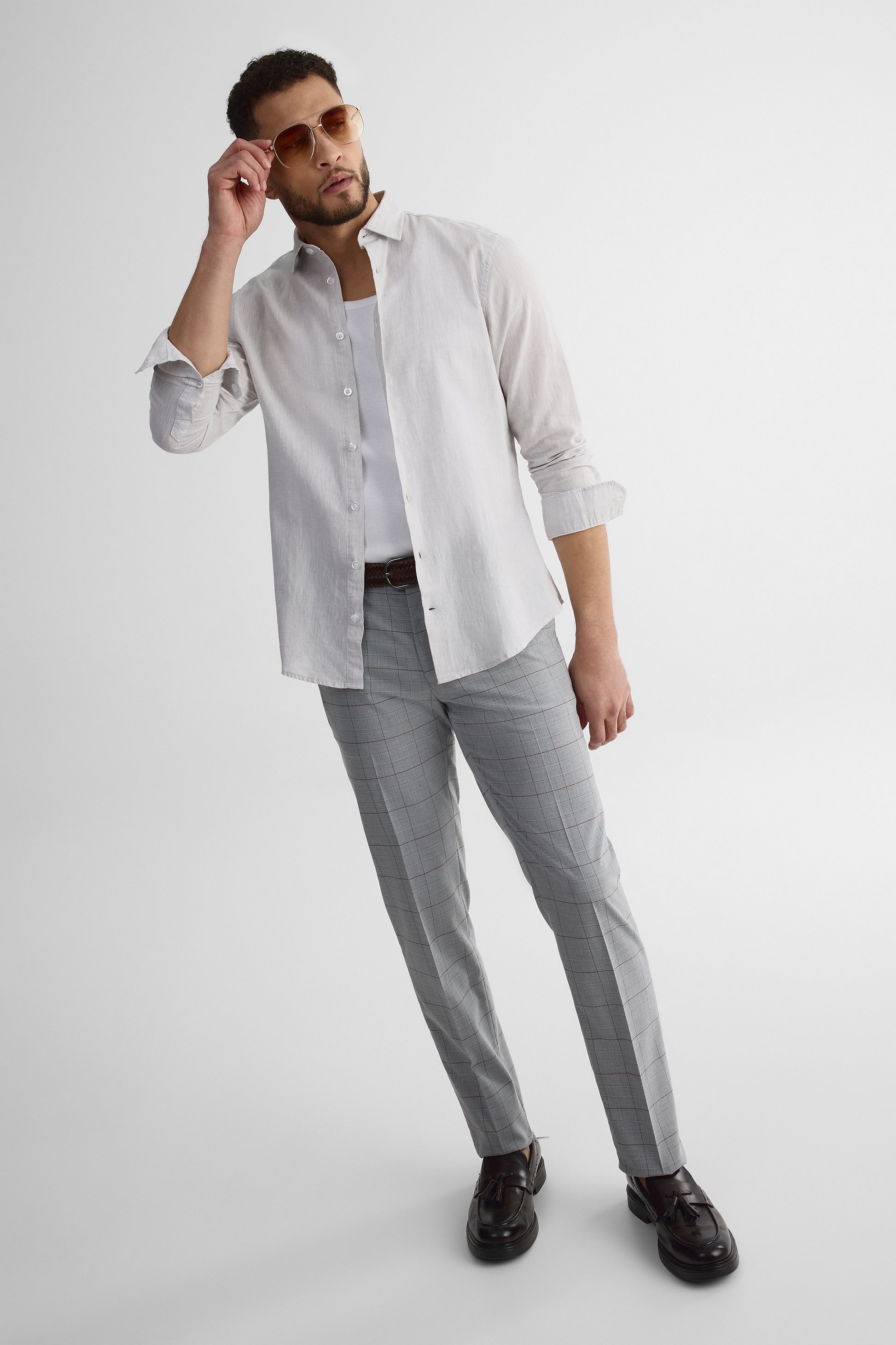 Chemise manches longues coupe moderne – Homme && ARGENT