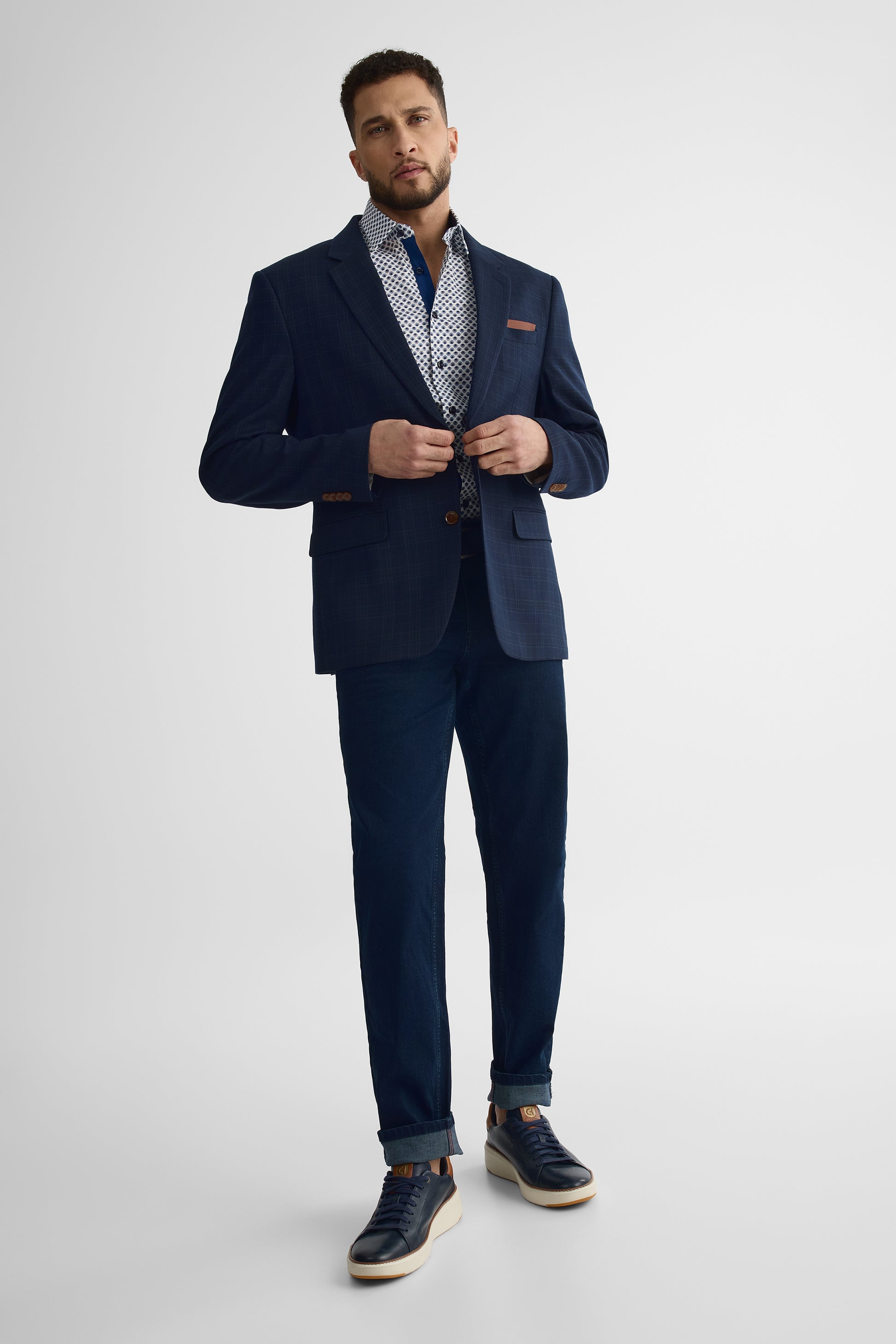 Chemise m/courtes coupe moderne en coton - Homme && MARIN/MULTI