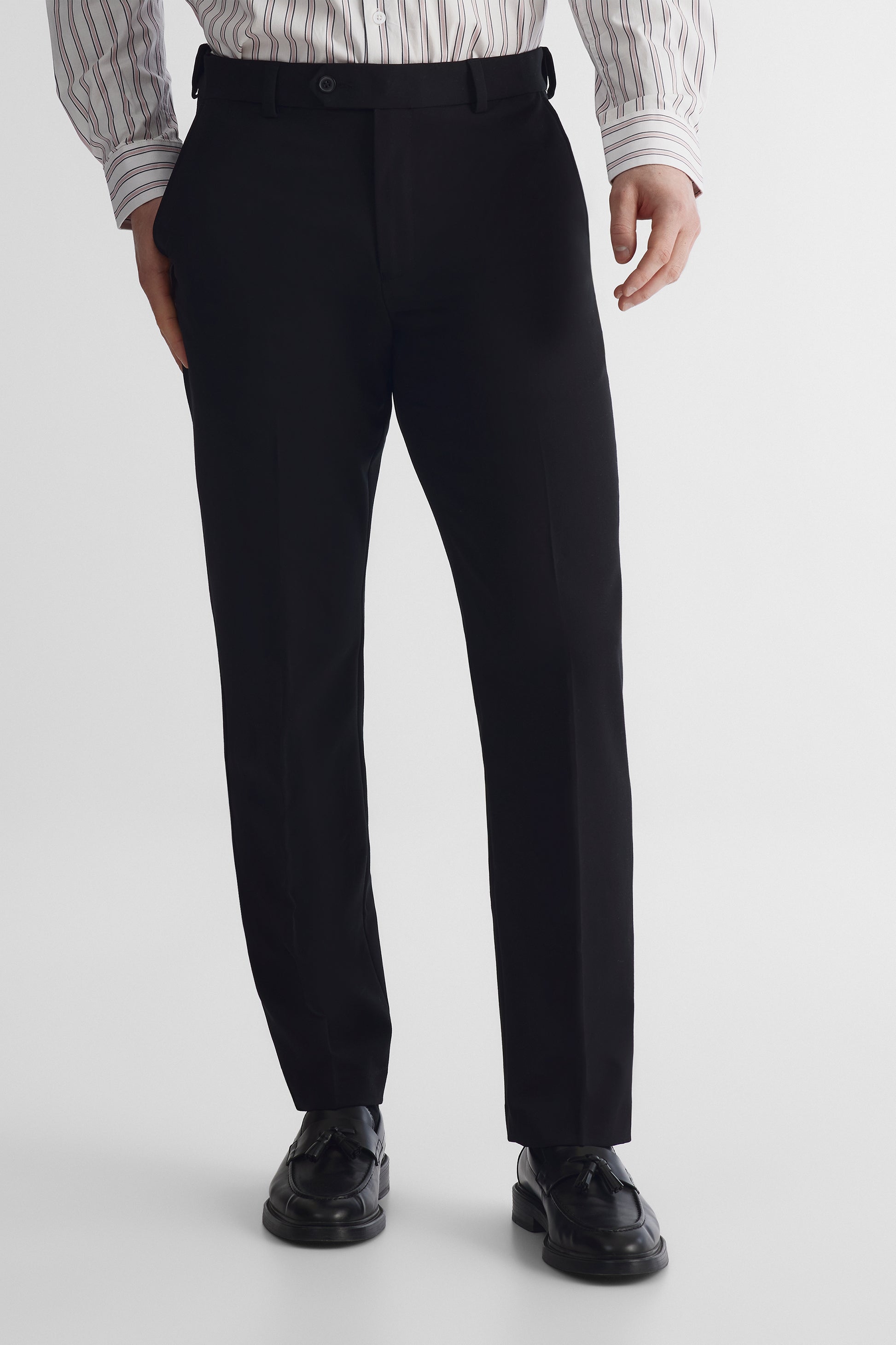 Pantalon oblique bi-stretch coupe régulière – Homme && NOIR