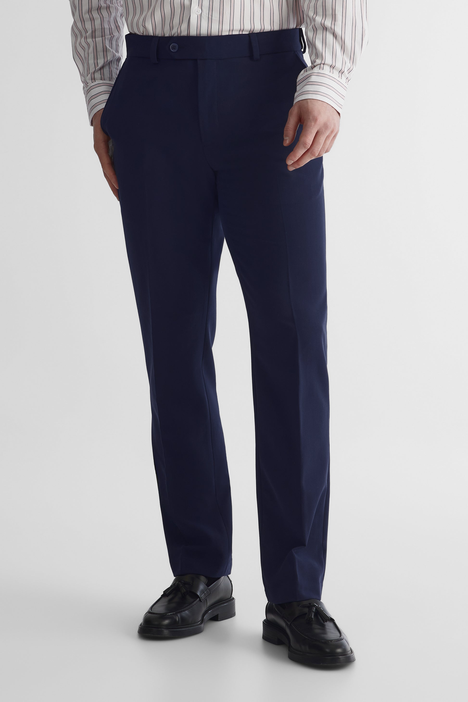 Pantalon oblique bi-stretch coupe régulière – Homme && BLEU FONCE