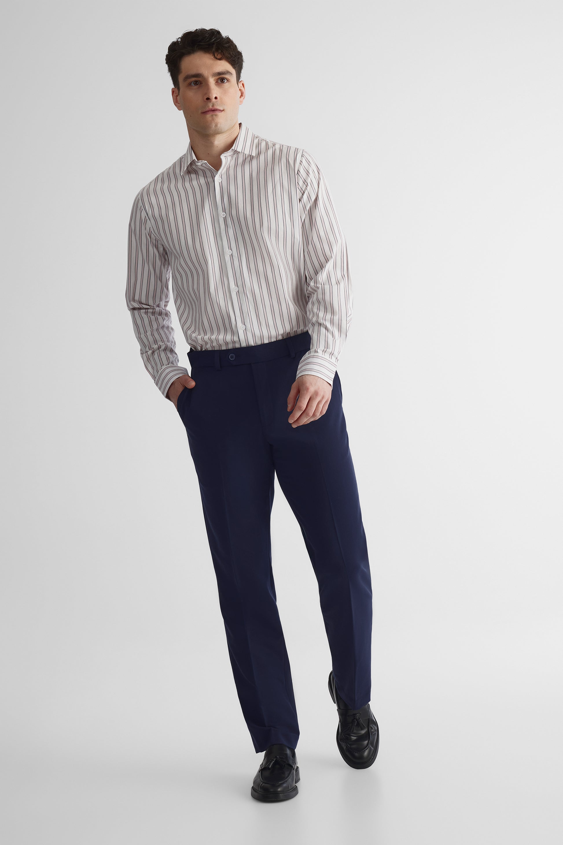 Pantalon oblique bi-stretch coupe régulière – Homme && BLEU FONCE