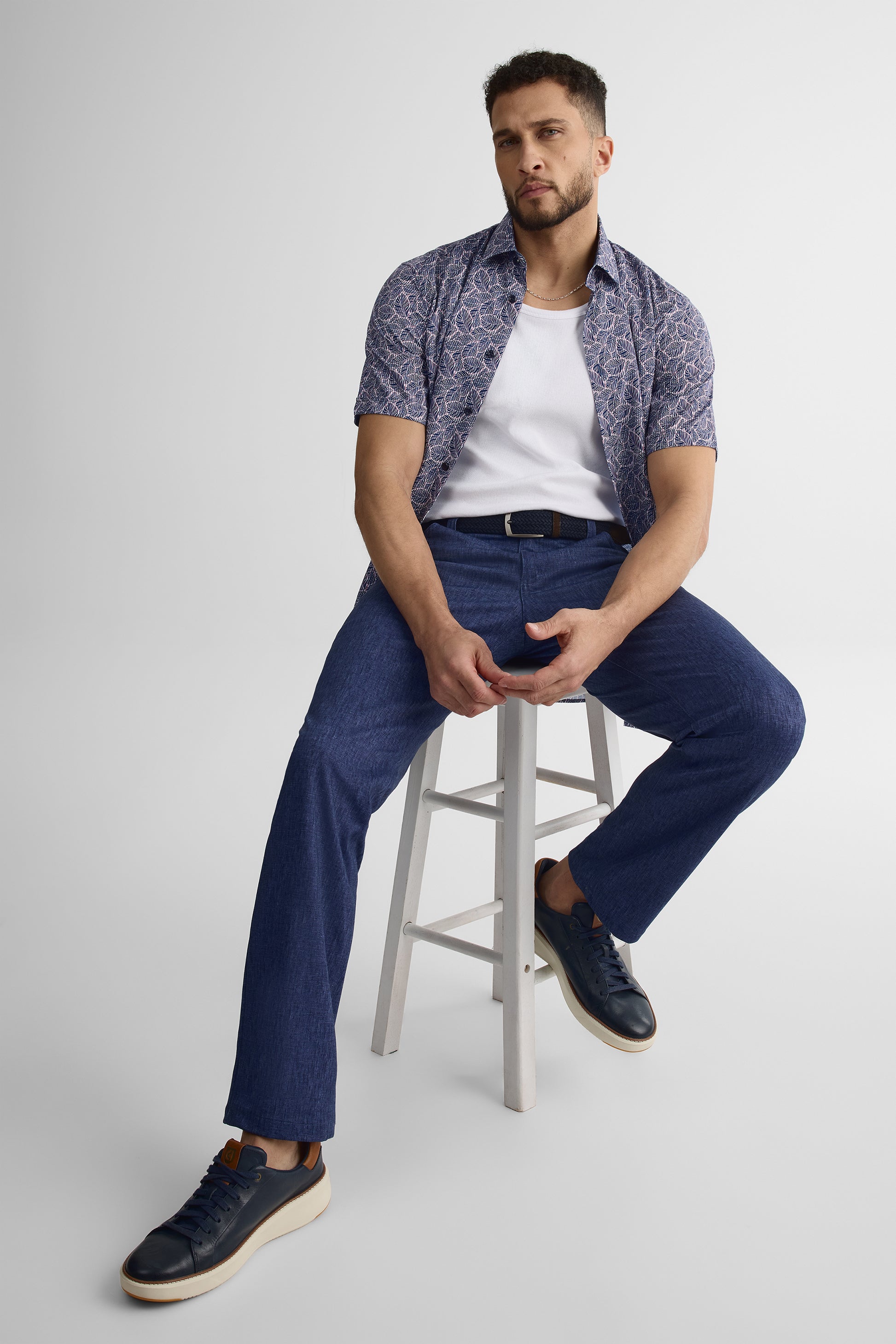 Pantalon uni en tricot Heather - Homme && MARIN