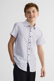 Chemise manches courtes motifs palmiers - Ado garçon && BLANC