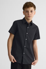 Chemise manches courtes en poplin - Enfant garçon && NOIR