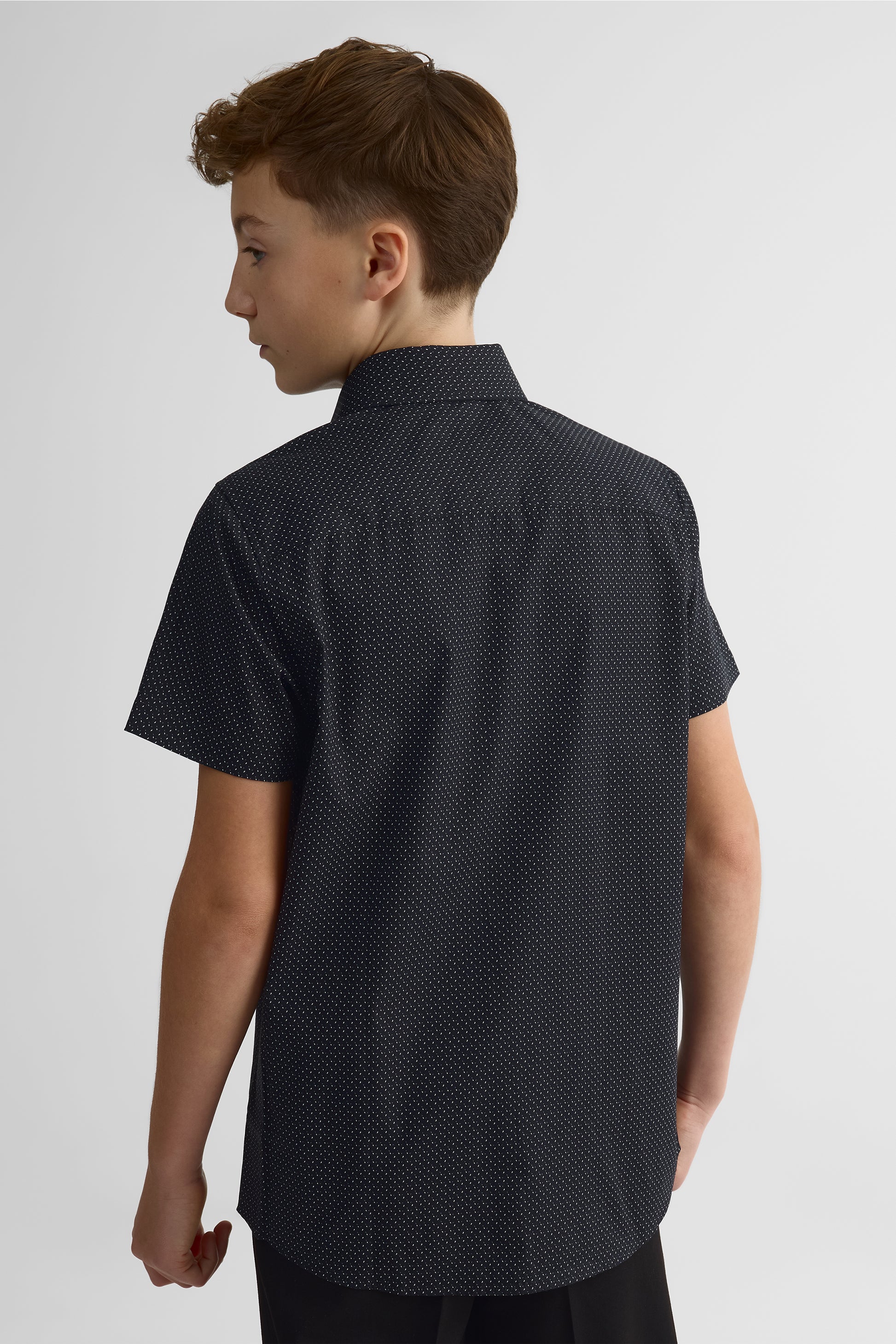 Chemise manches courtes en poplin - Enfant garçon && NOIR