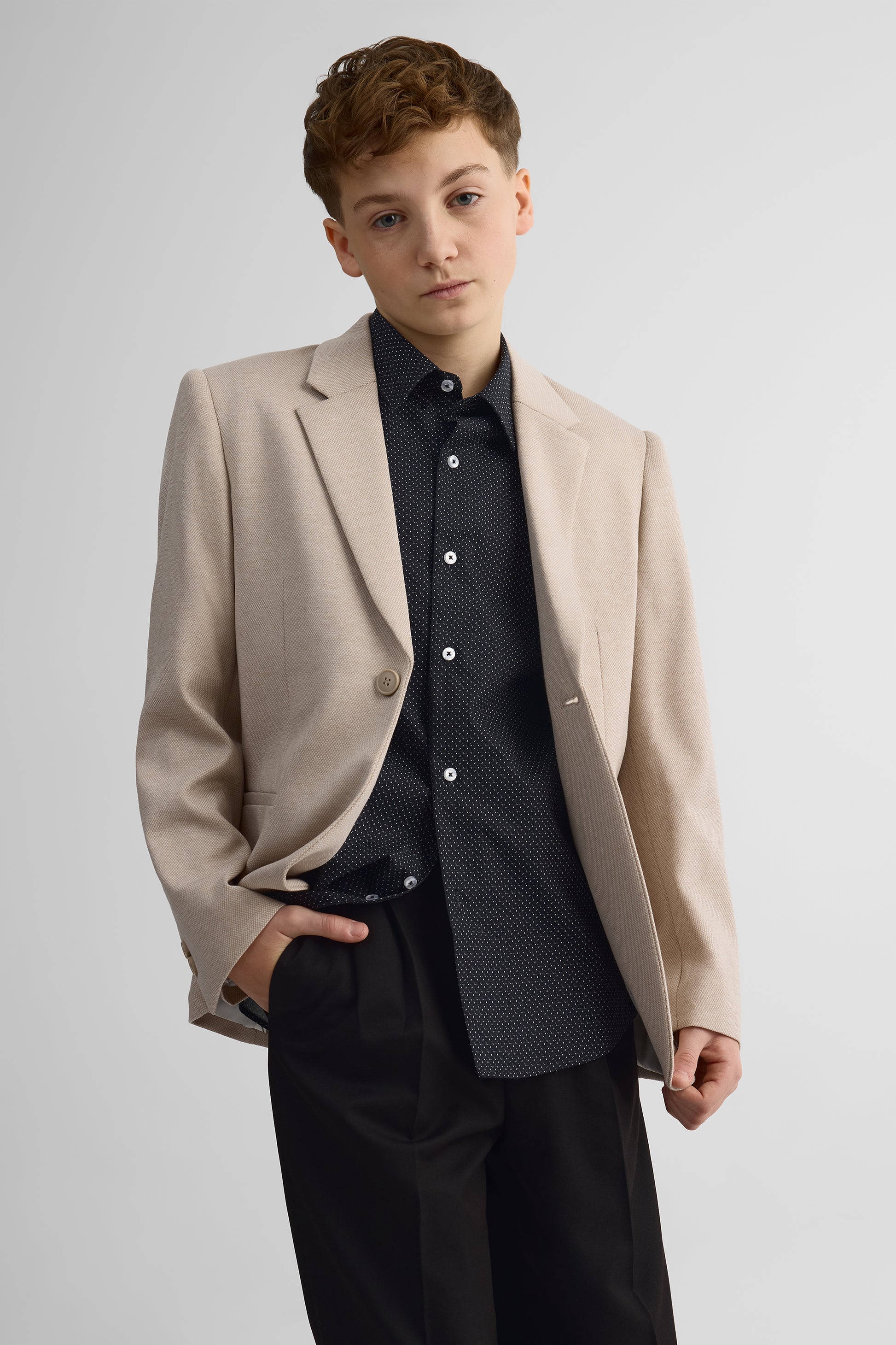 Chemise manches courtes en poplin - Enfant garçon && NOIR