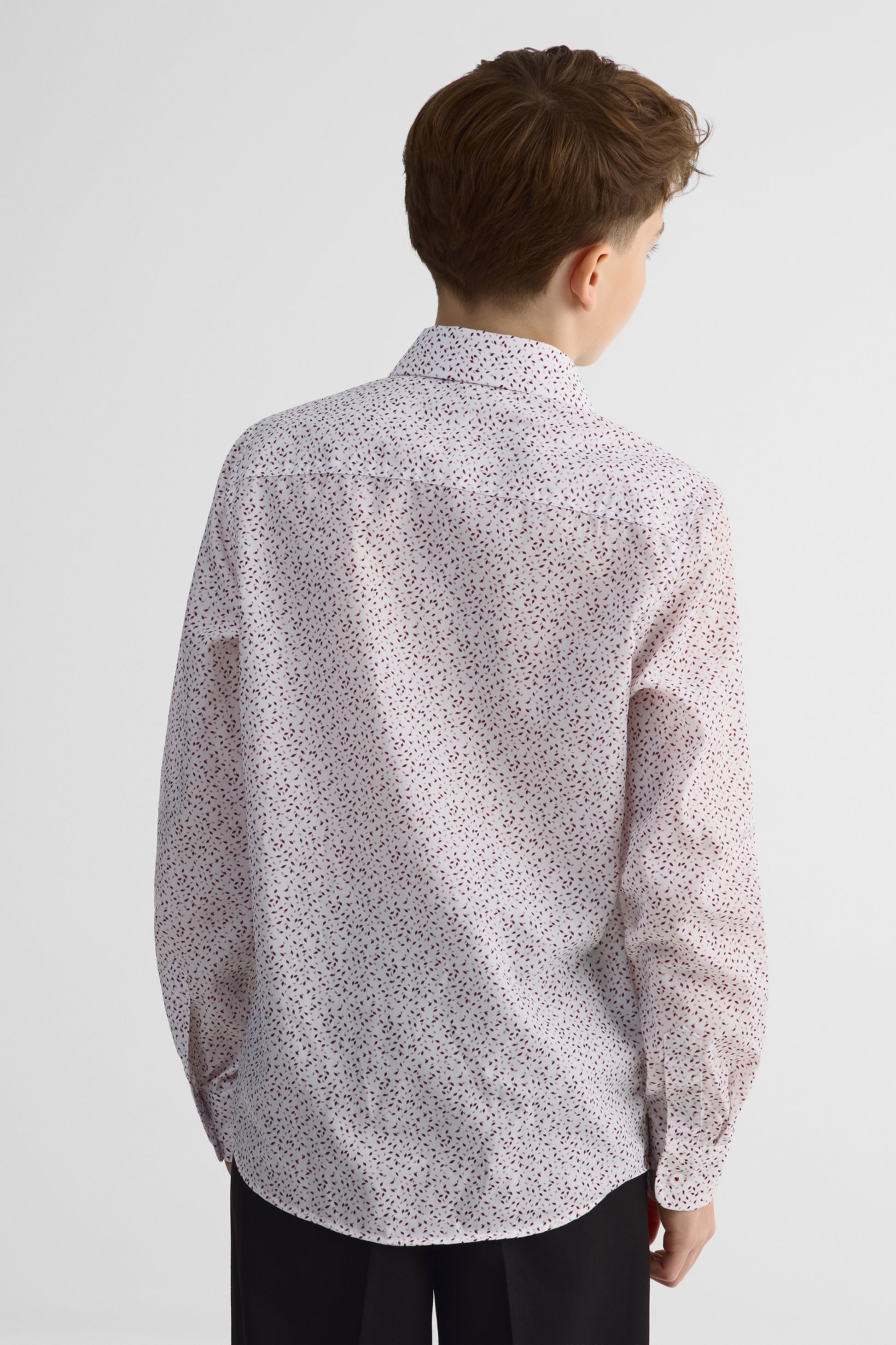 Chemise à motifs en poplin ajustée – Ado garçon && BOURGOGNE