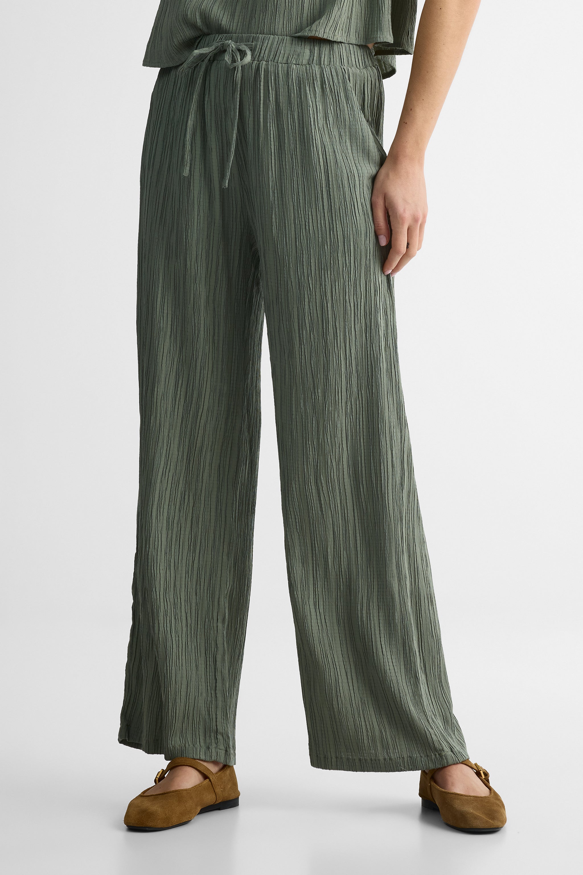 Pantalon élastique avec poches - femme && KAKI