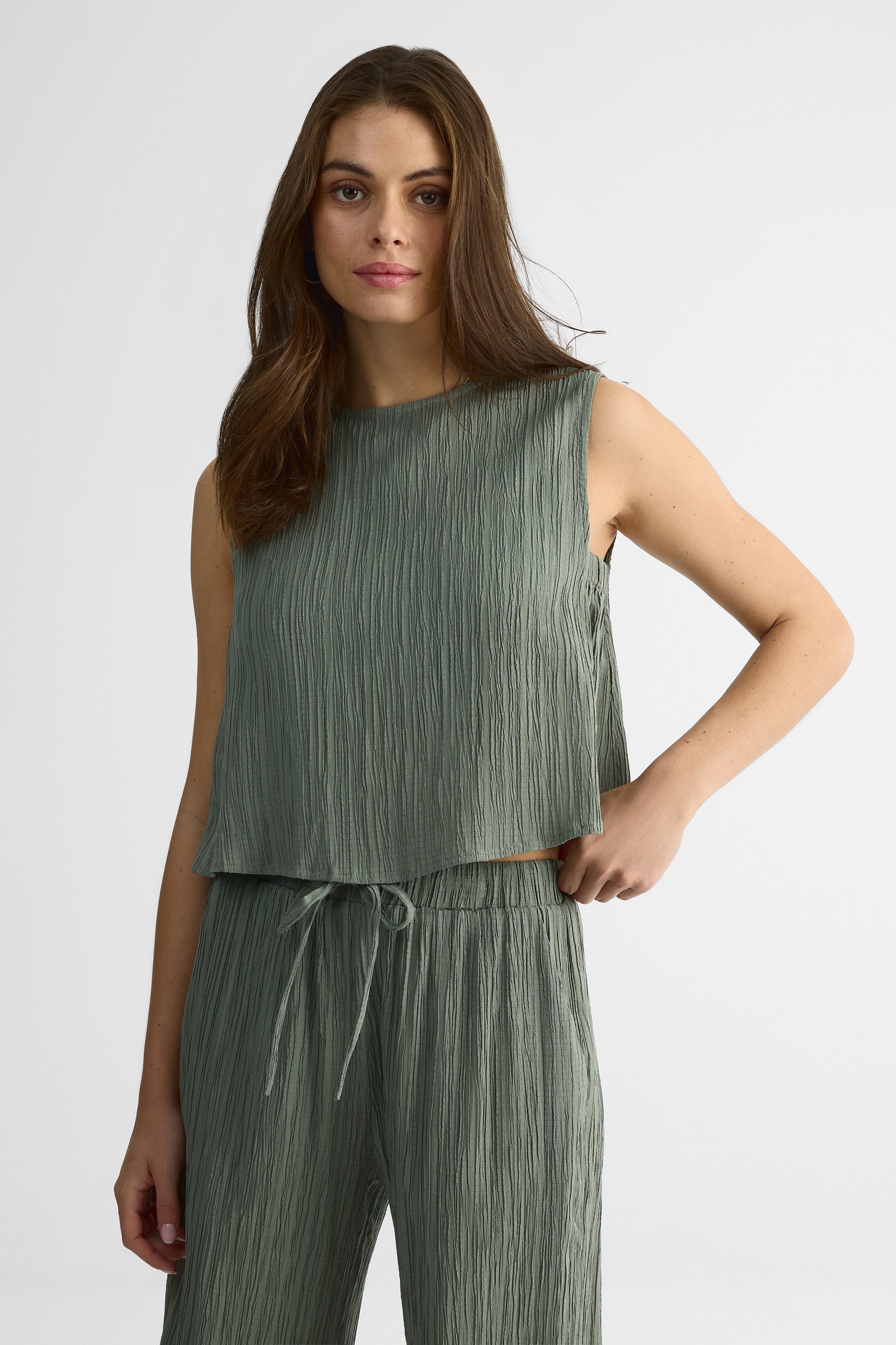 Camisole col rond en viscose – Femme && KAKI