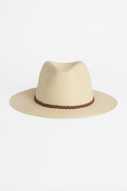 Chapeau de paille avec bande en suède - Enfant fille && NATUREL