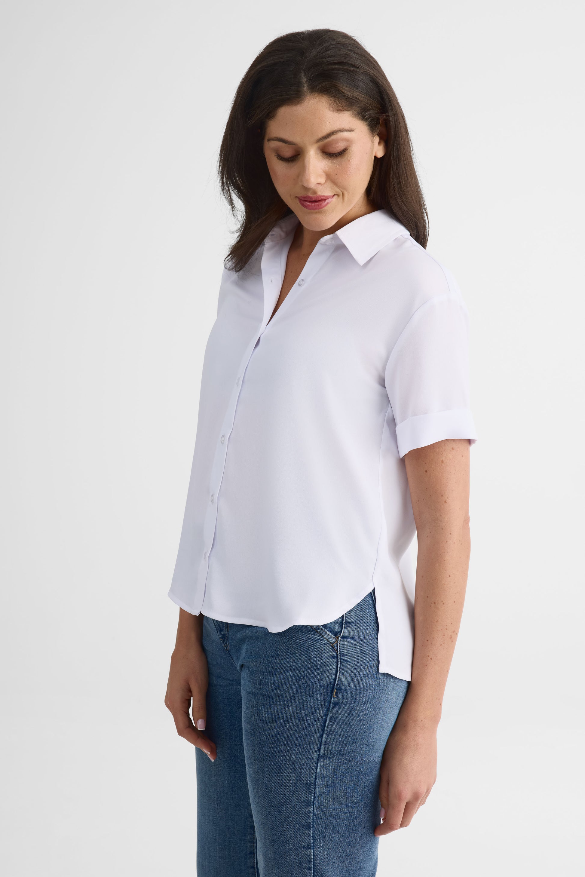 Chemisier M/courtes boxy fit satin - Femme && BLANC