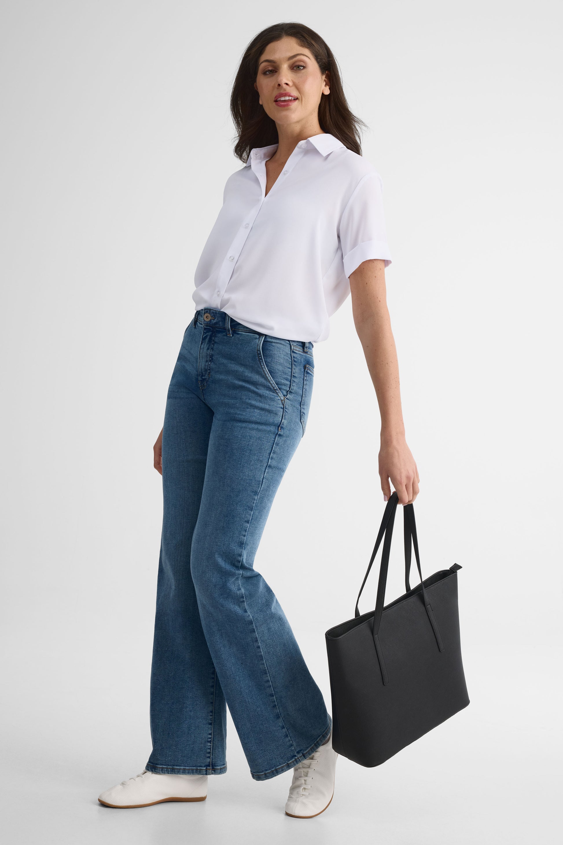 Chemisier M/courtes boxy fit satin - Femme && BLANC