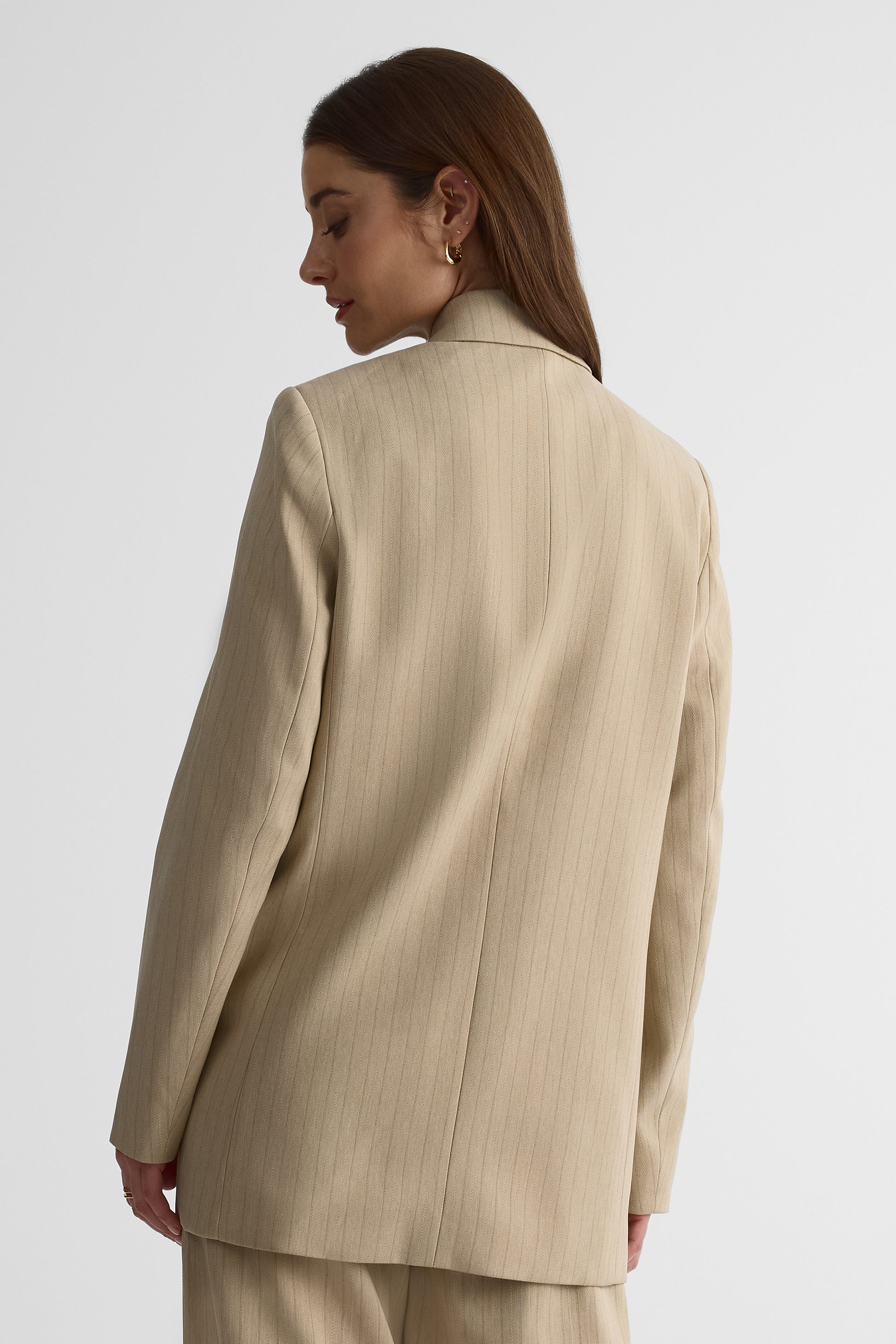 Veston doublé à rayures, 1 bouton – Femme && RAYURE