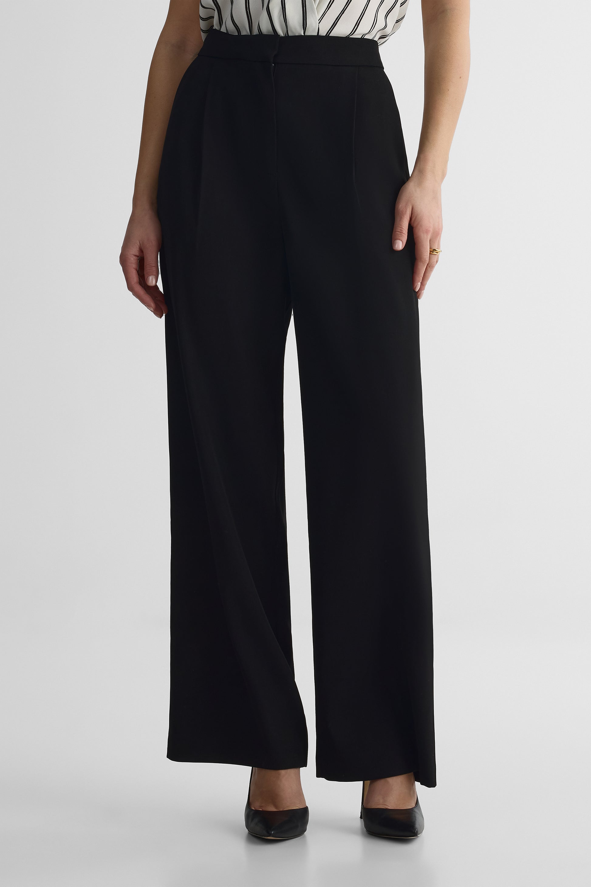 Pantalon jambe droite taille haute - Femme && NOIR