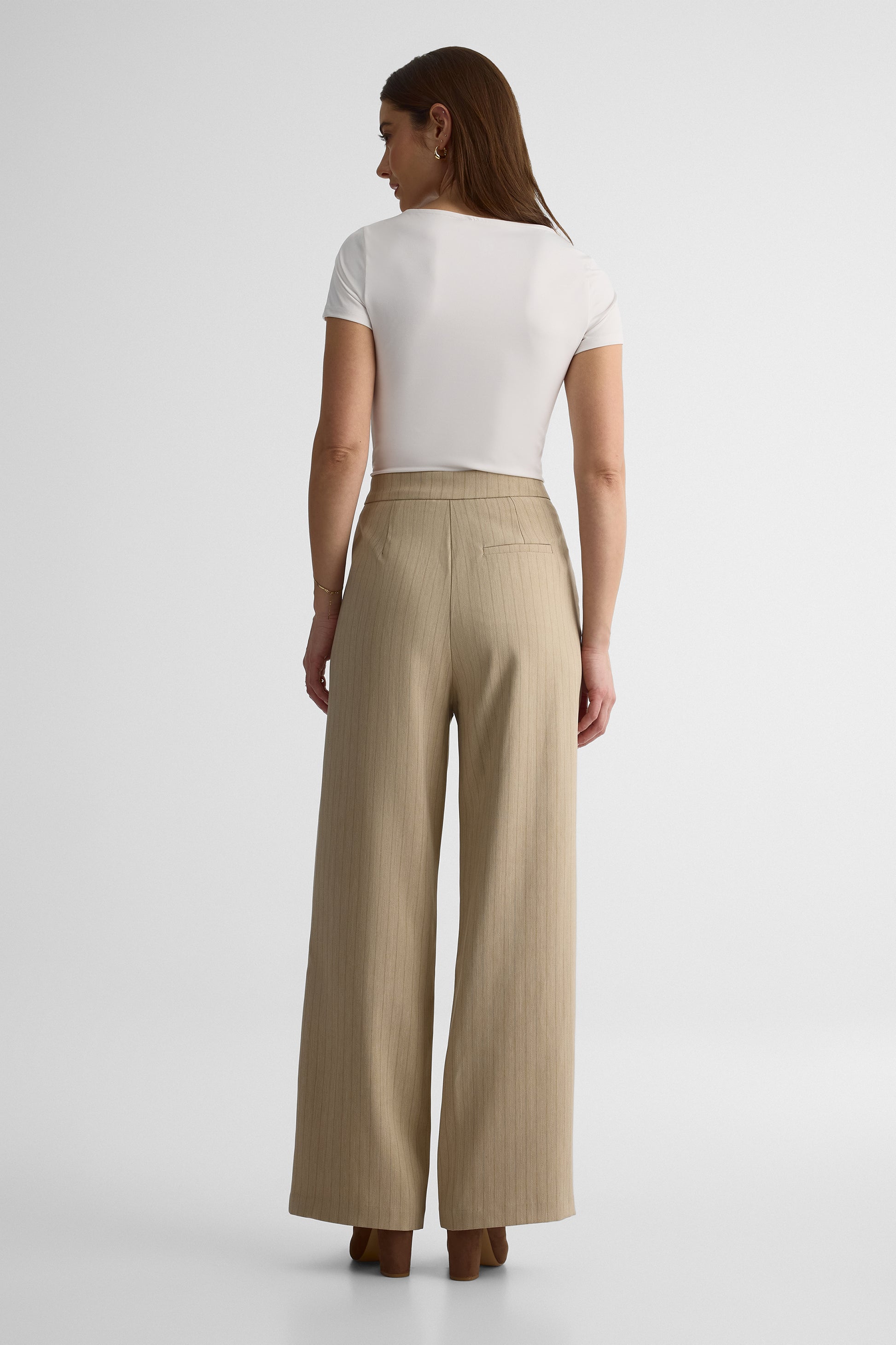 Pantalon jambe droite taille haute - Femme && RAYURE