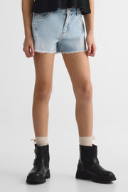 Short court en denim 100% coton - Ado fille && DENIM PALE