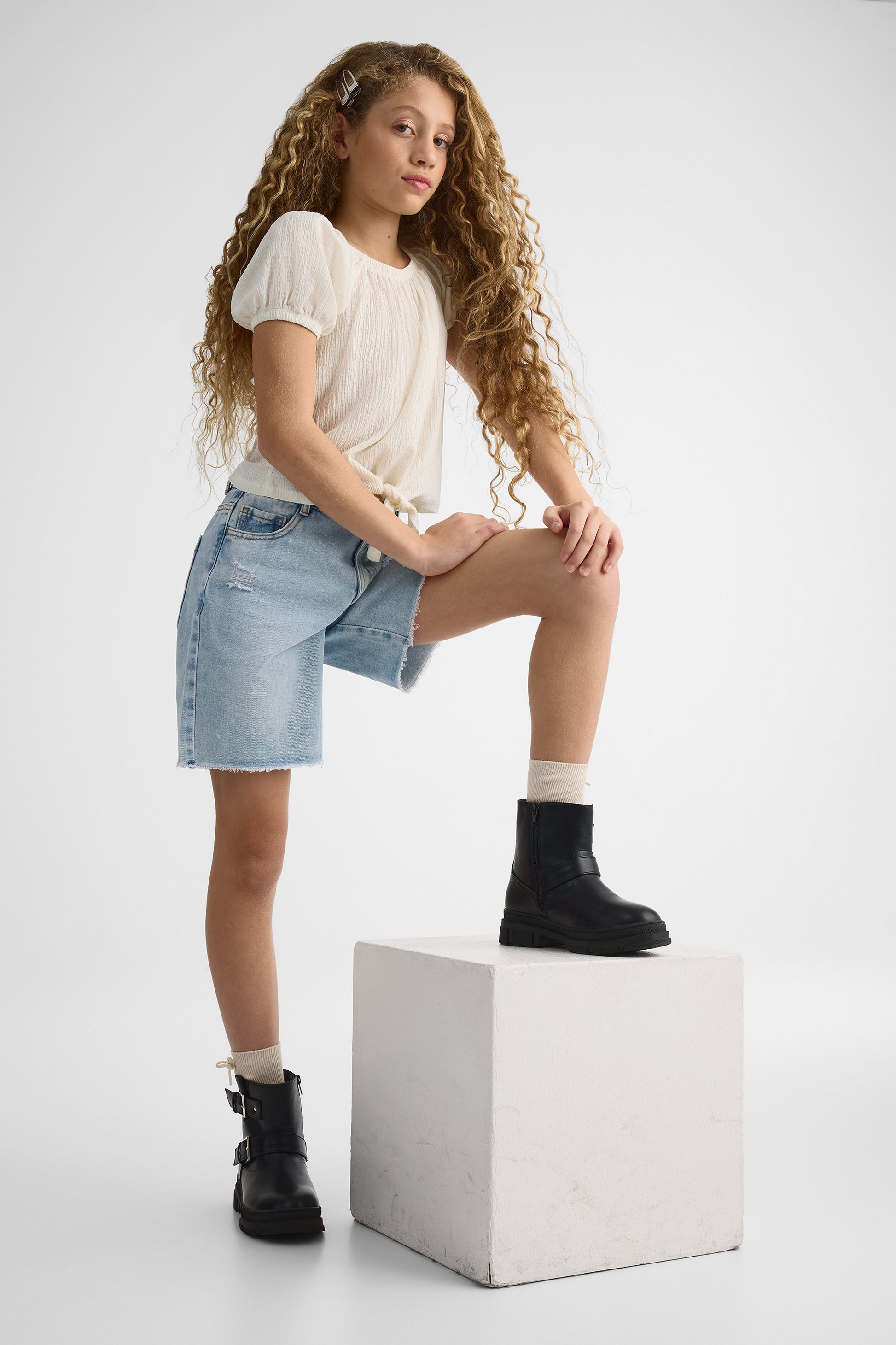 Bermudas en denim taille basse – Homme && DENIM PALE