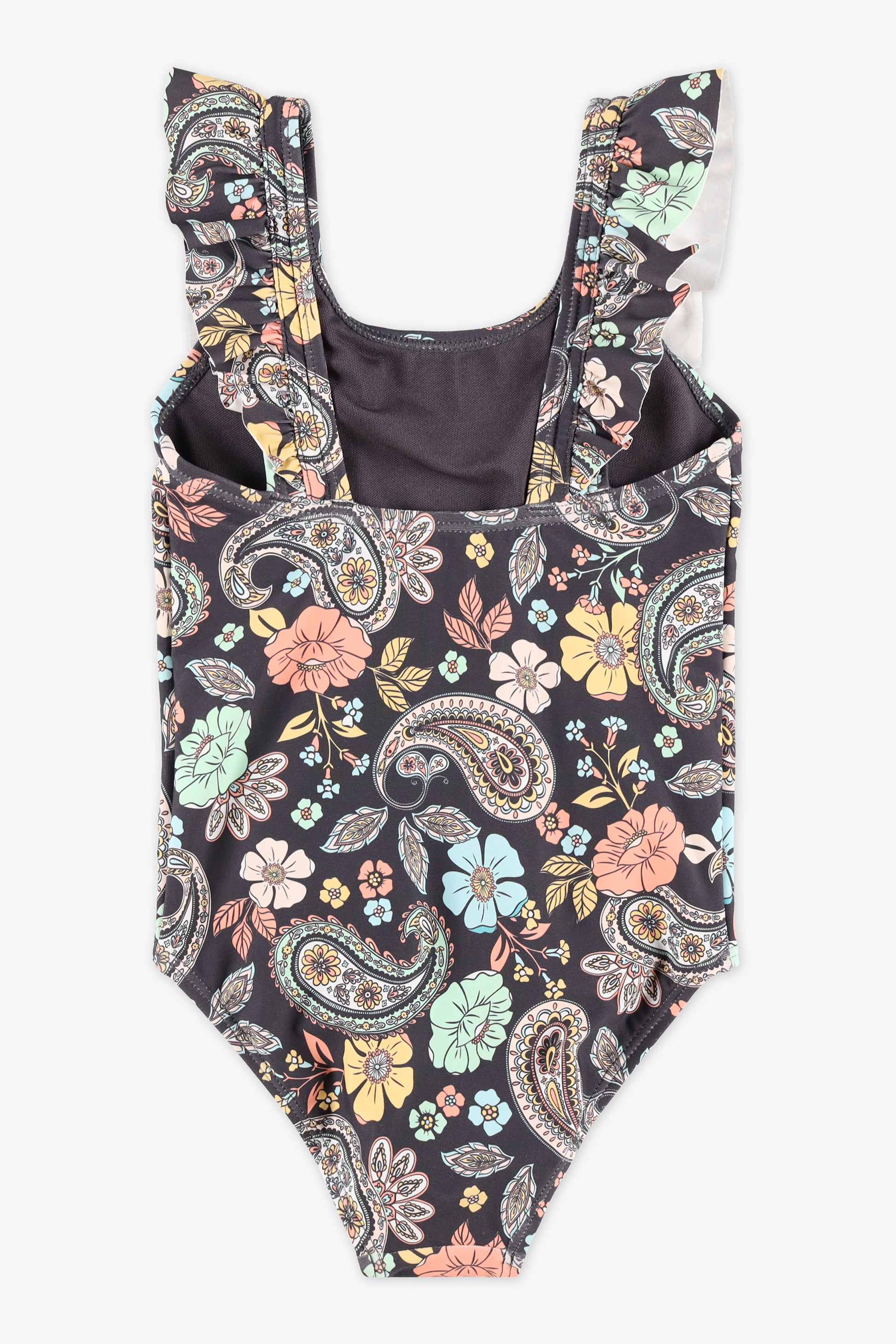 Maillot de bain 1 pièce à fronces - Enfant fille && CHARBON/MULTI