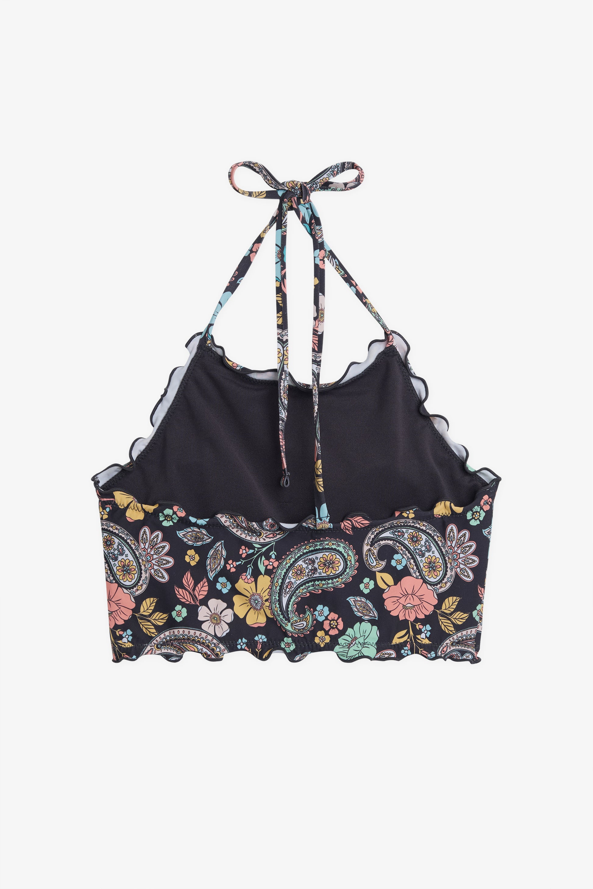 Haut de maillot crop top imprimé - Ado fille && CHARBON/MULTI