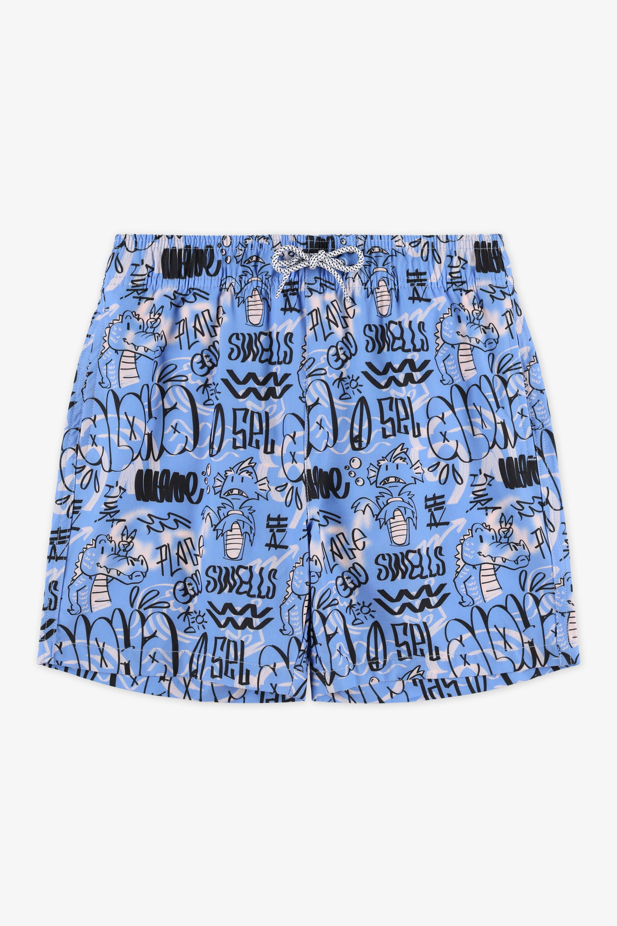 Maillot de bain short élastique – Ado garçon && BLEU MULTI