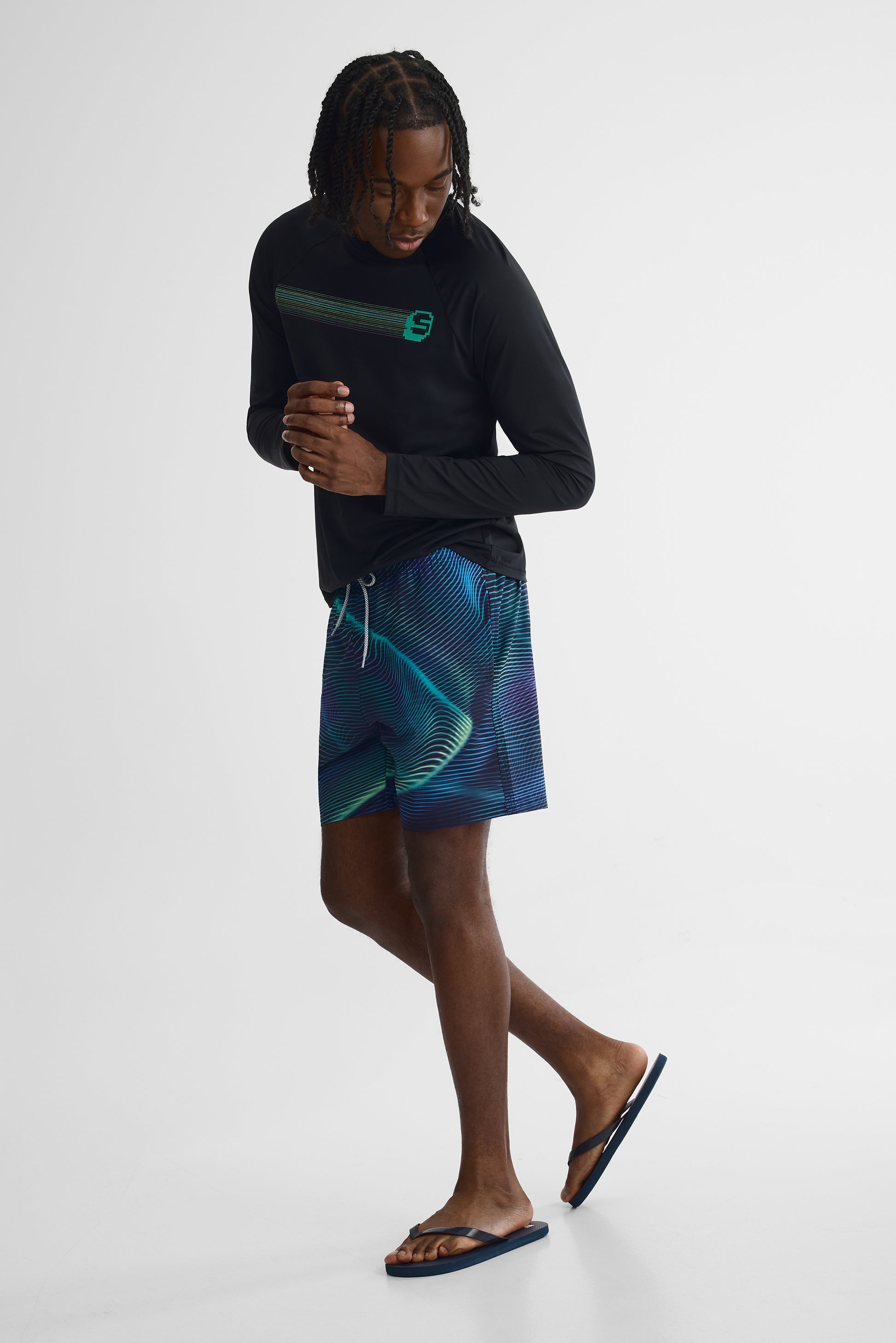 Maillot de bain élastique avec poches - Homme && MARIN/MULTI