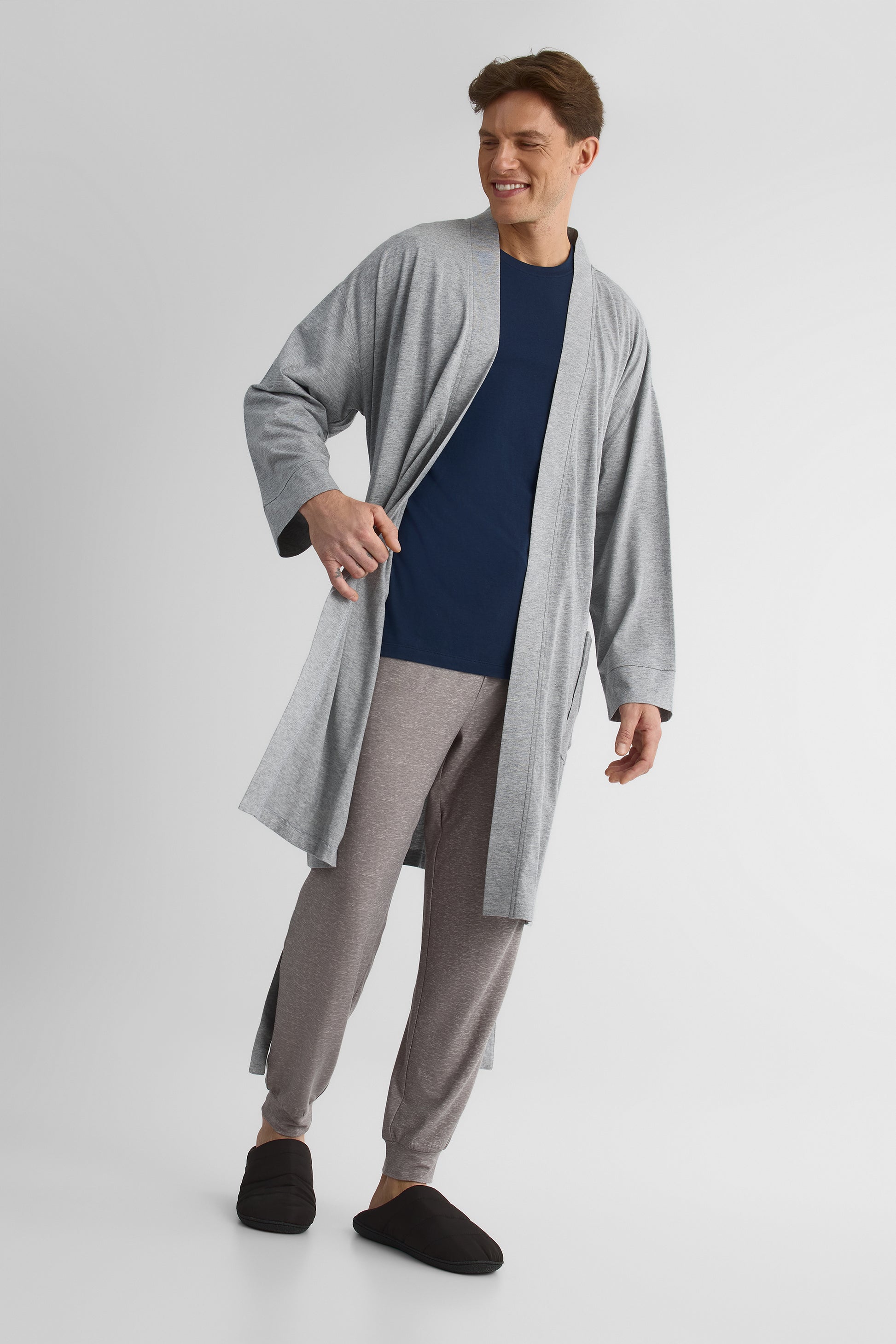 Robe de chambre en jersey – Homme && GRIS MIXTE