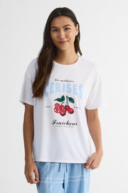 T-shirt graphique en jersey rayonne – Femme && BLANC