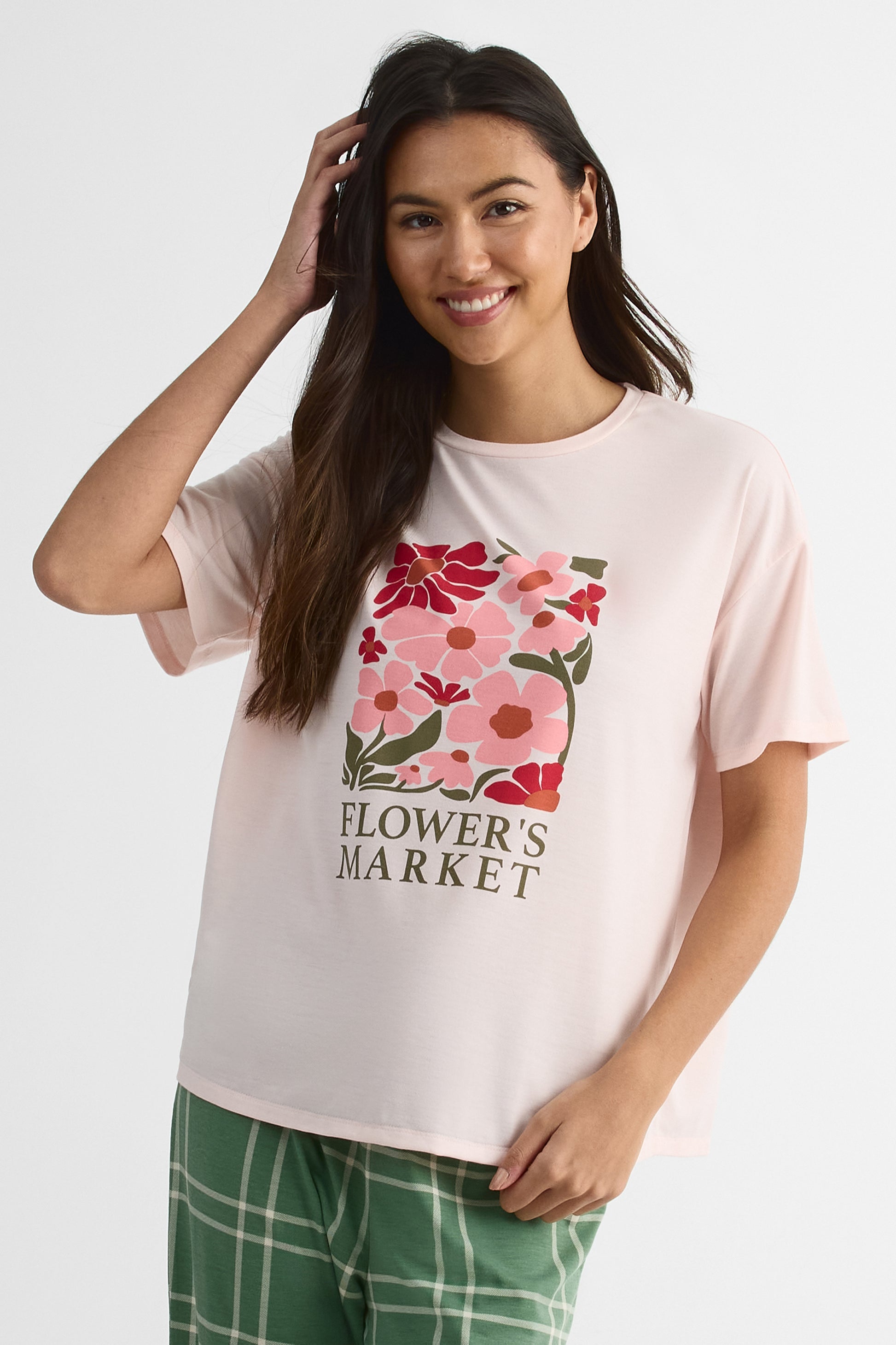 T-shirt graphique en jersey rayonne – Femme && ROSE PALE